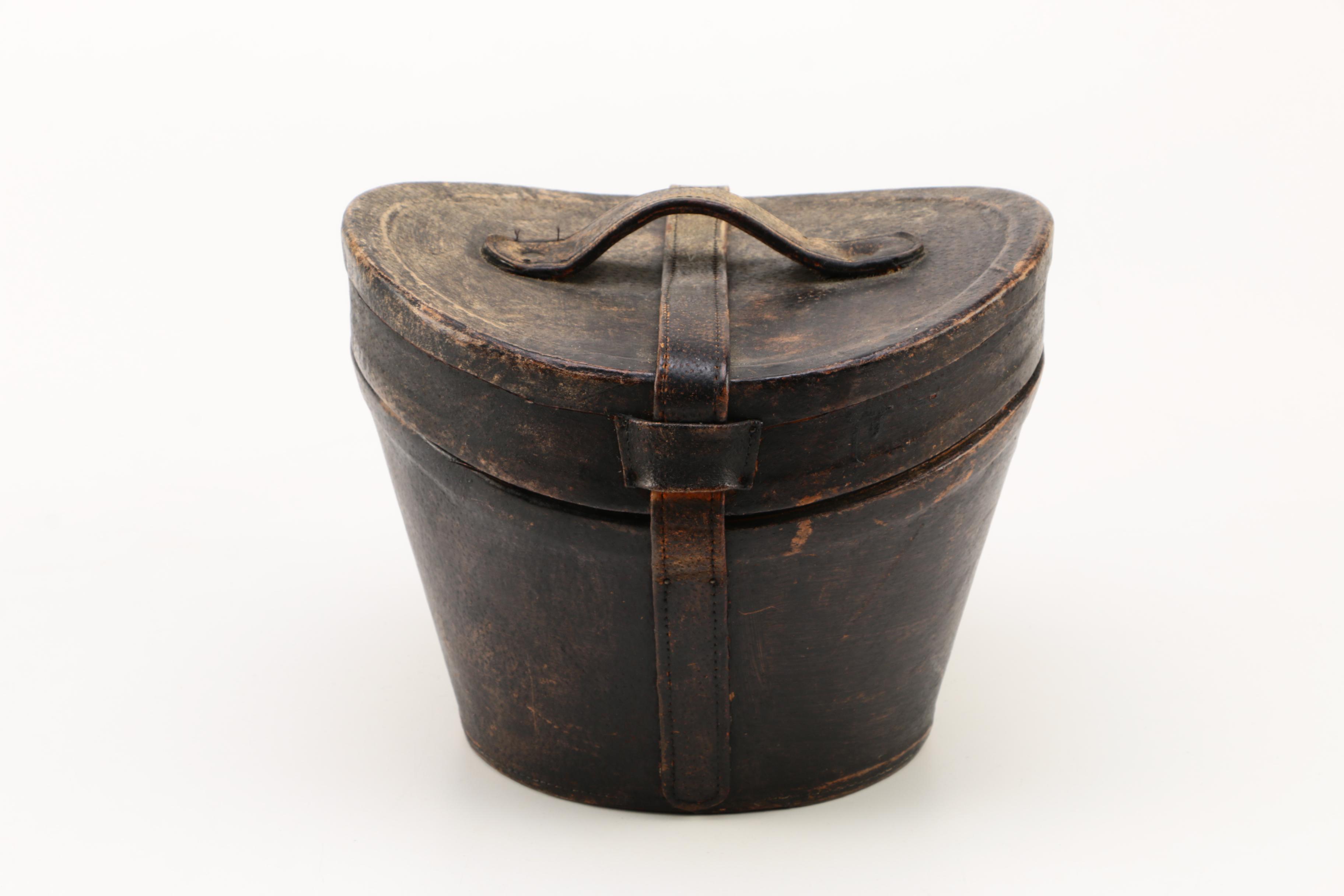 Antique Leather Hat Box