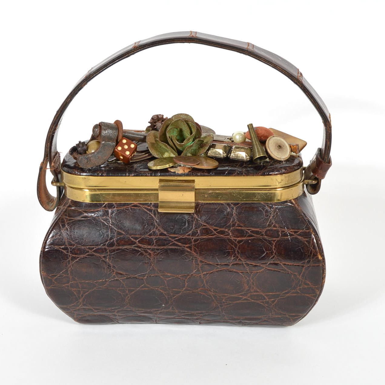 Vintage Steampunk Alligator Handbag
