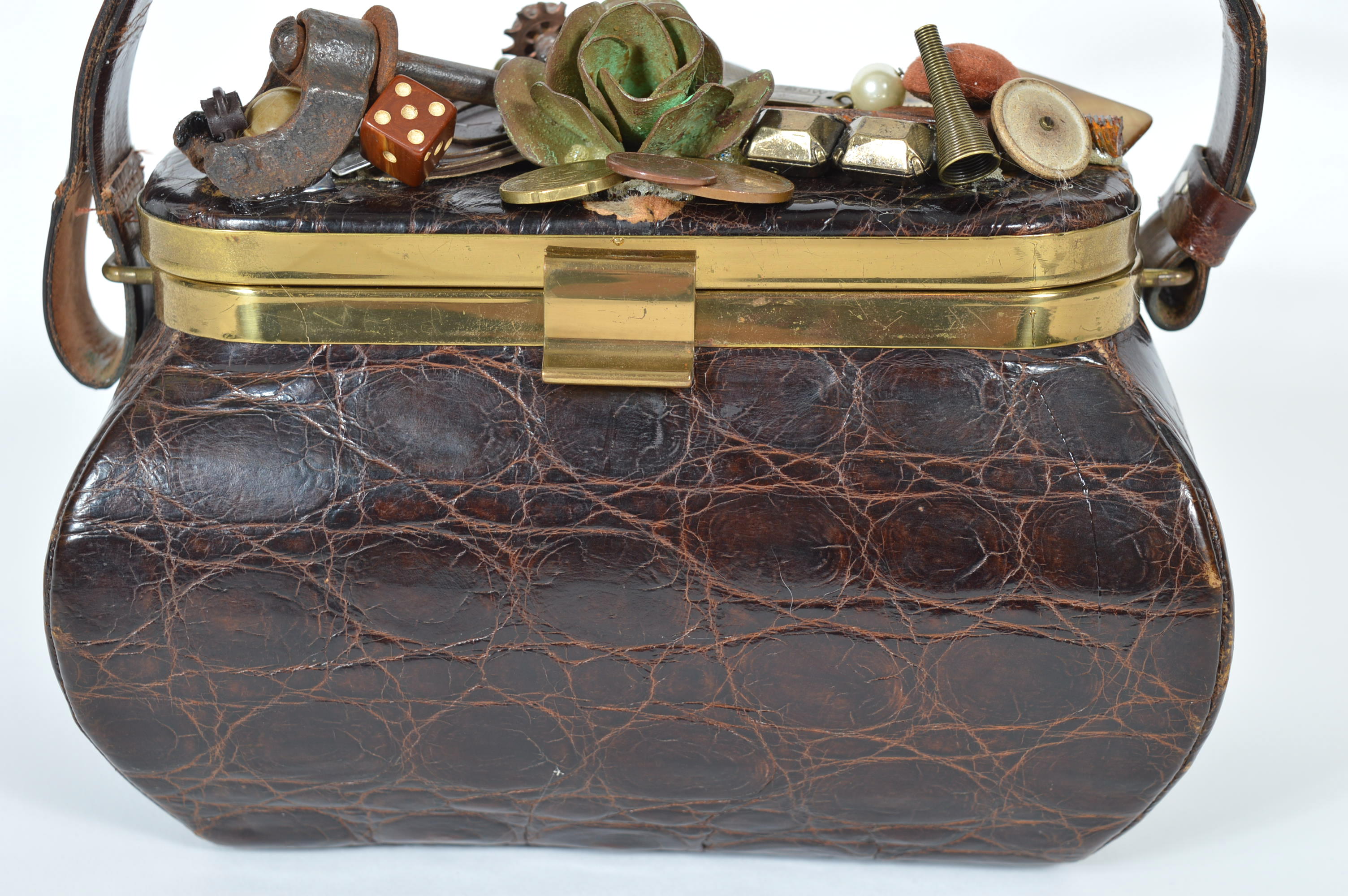 Vintage Steampunk Alligator Handbag