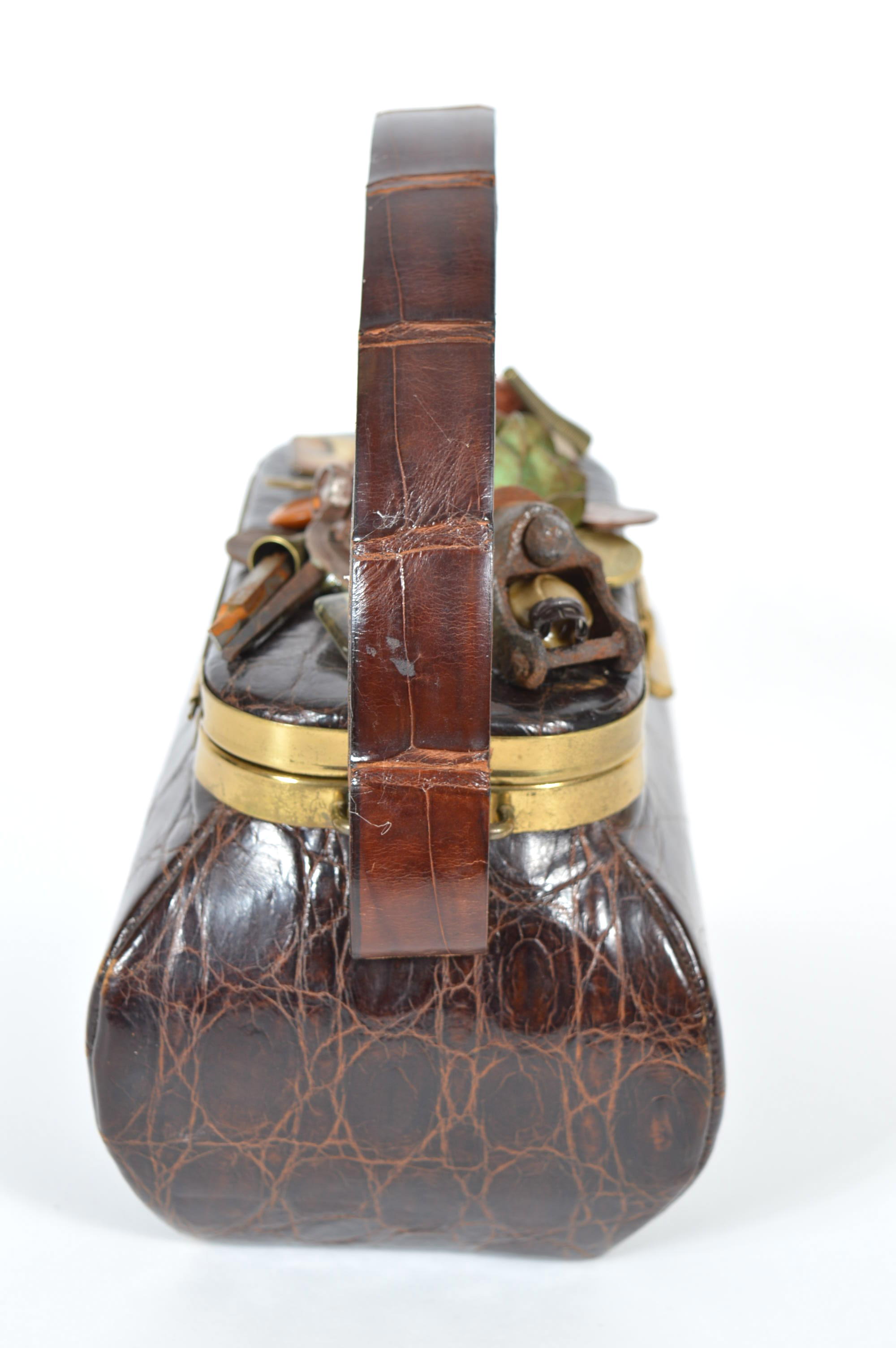 Vintage Steampunk Alligator Handbag