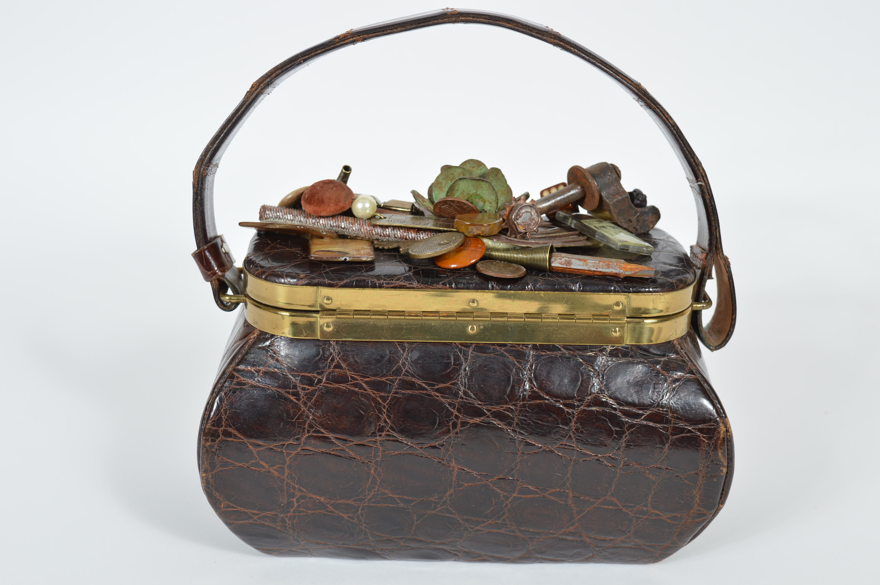 Vintage Steampunk Alligator Handbag