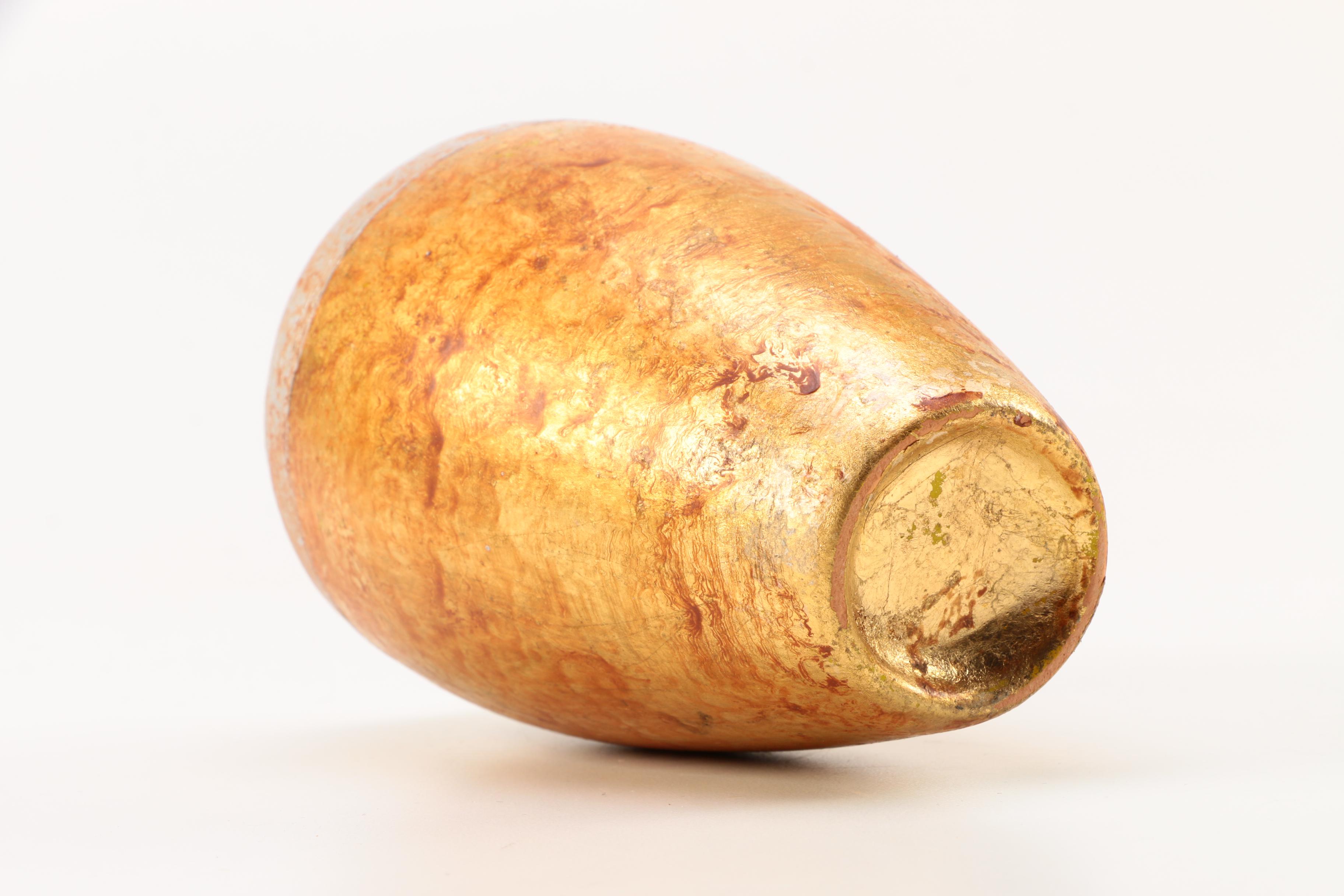 Pair of Gold and Silver Leaf Terra Cotta Vases