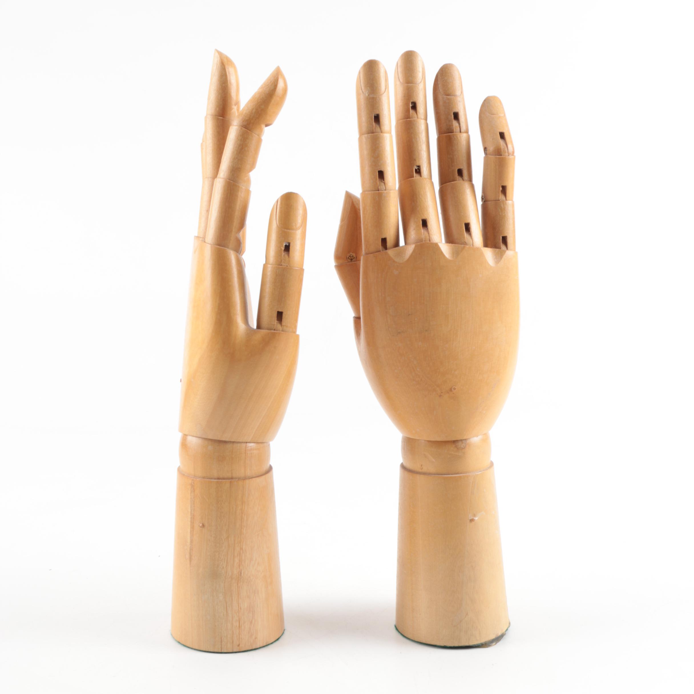Pair of Wooden Mannequin Hands