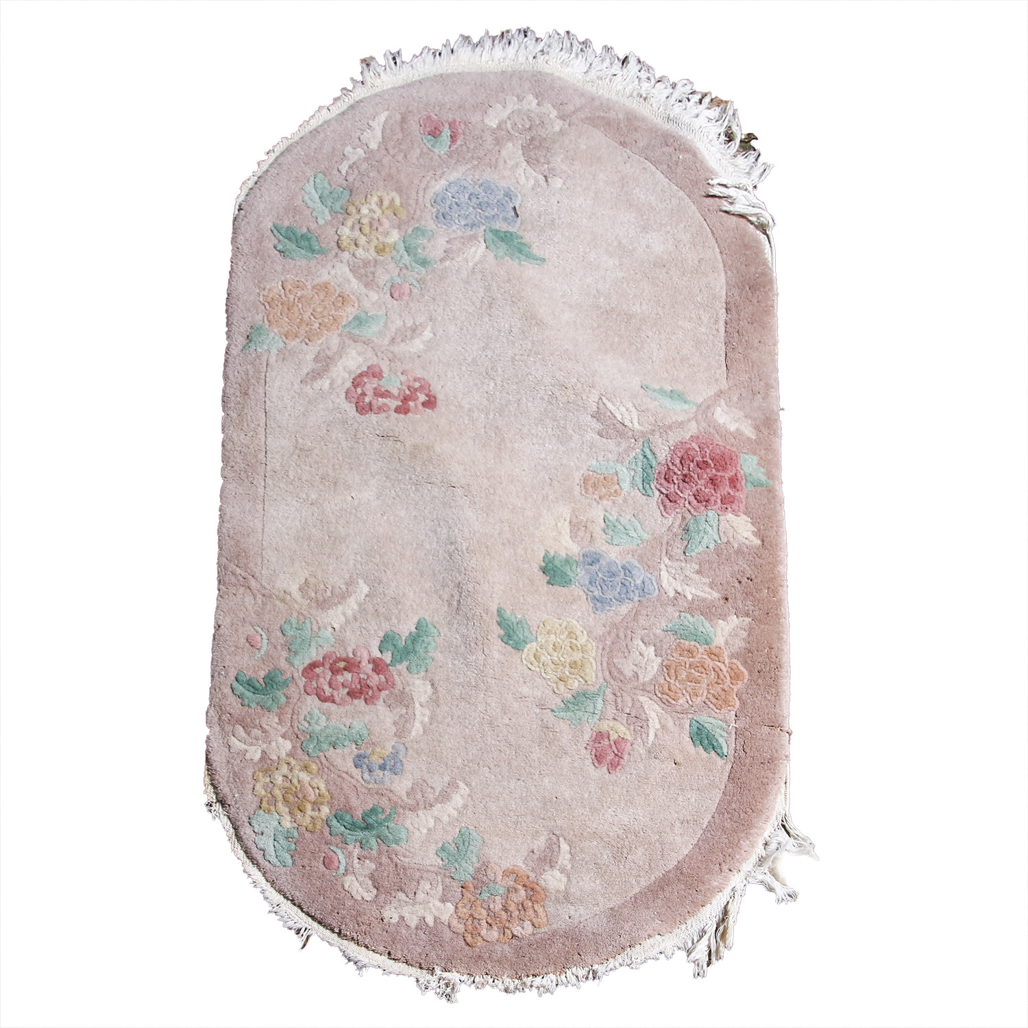 Hand-Knotted Floral Oval Rug