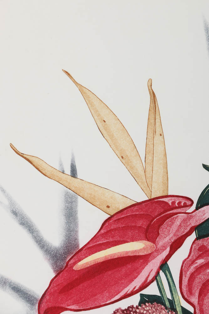 Sherrie Wolf Signed Limited Edition Aquatint Etching "Bouquet of Anthuriums"