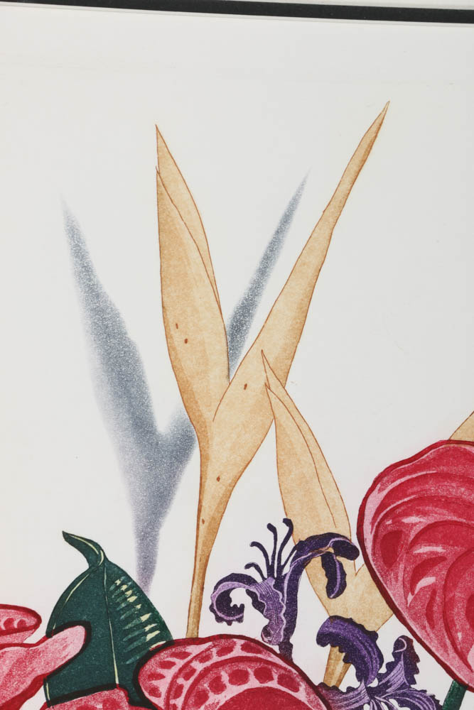 Sherrie Wolf Signed Limited Edition Aquatint Etching "Bouquet of Anthuriums"