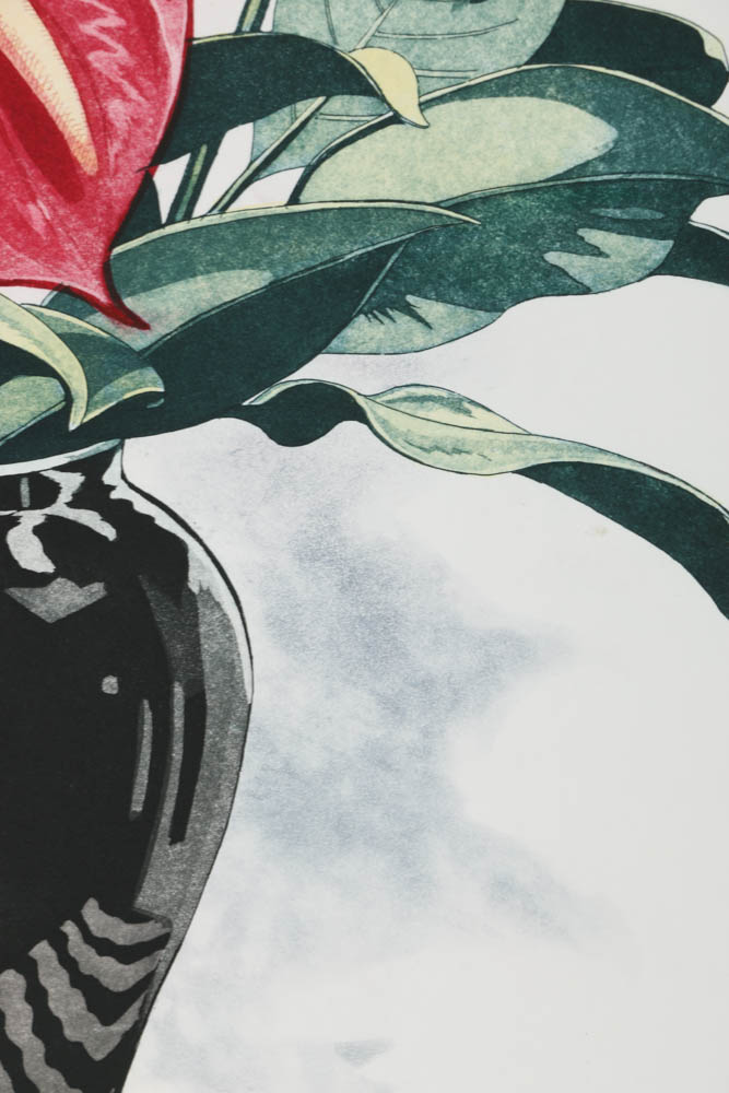 Sherrie Wolf Signed Limited Edition Aquatint Etching "Bouquet of Anthuriums"