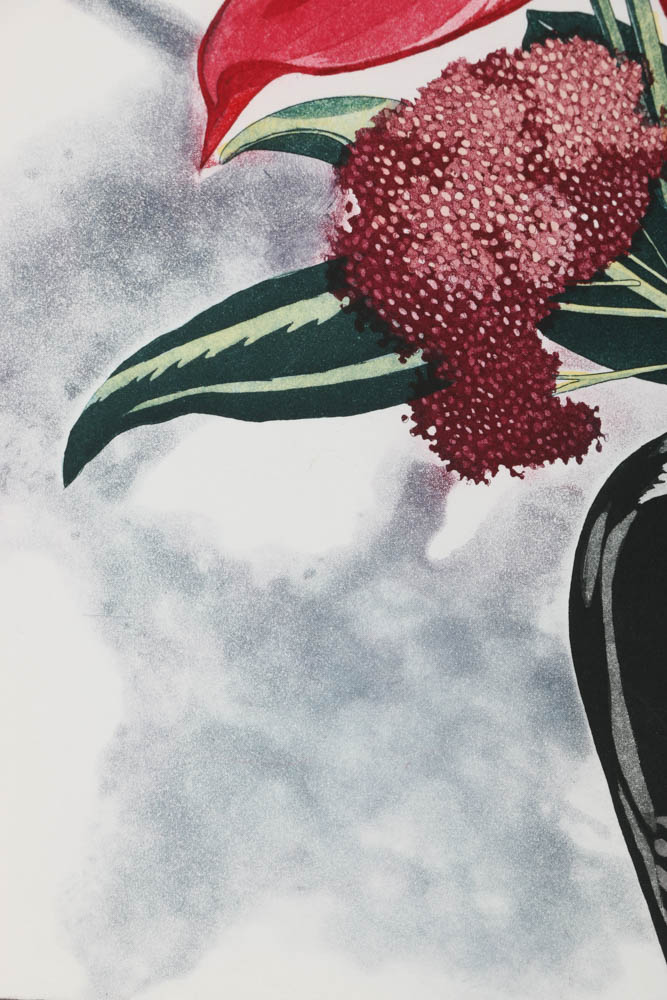 Sherrie Wolf Signed Limited Edition Aquatint Etching "Bouquet of Anthuriums"