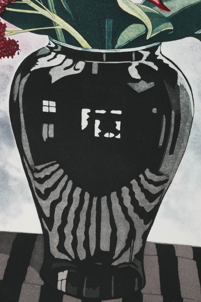 Sherrie Wolf Signed Limited Edition Aquatint Etching "Bouquet of Anthuriums"