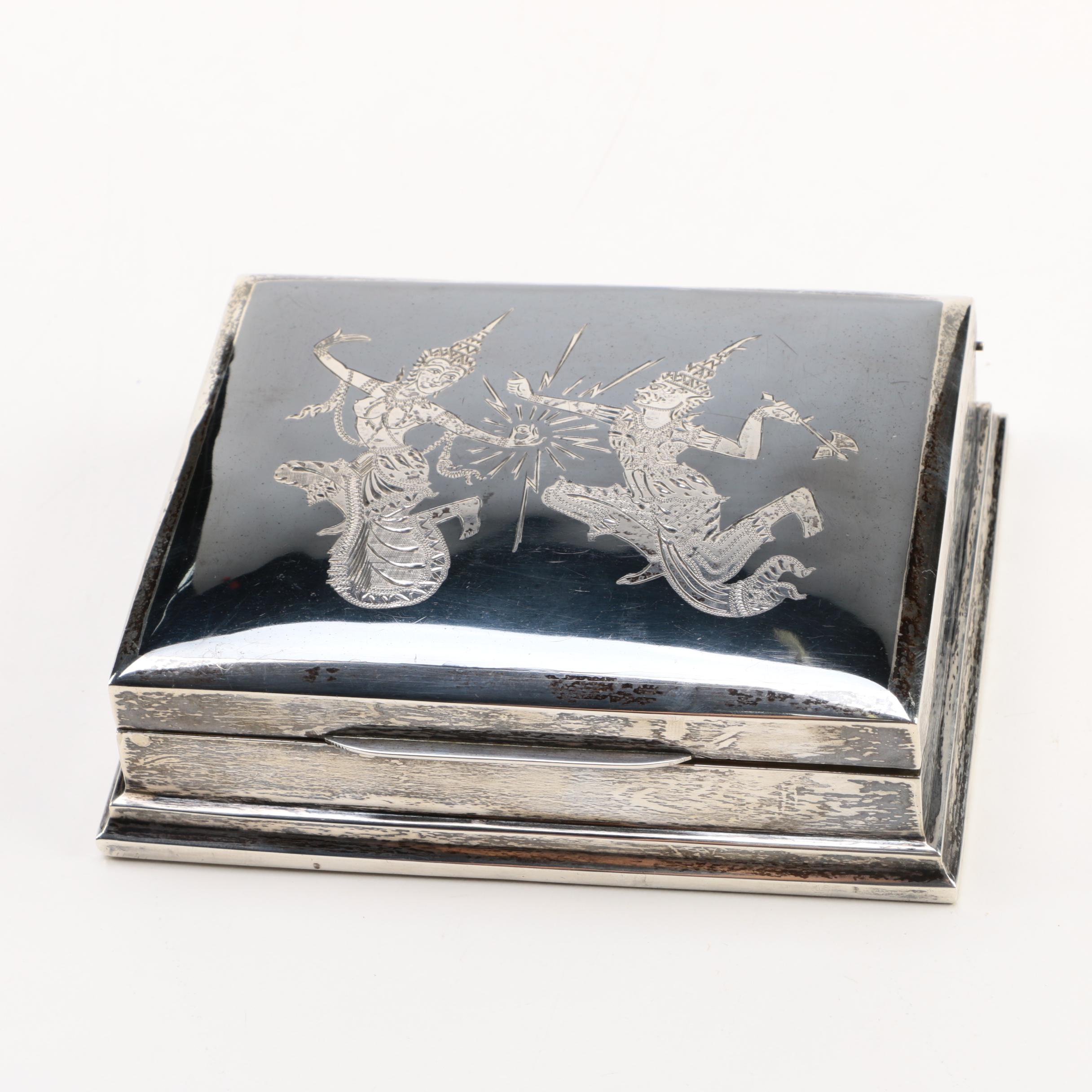 Thai Nielloware Cedar Lined Sterling Silver Box
