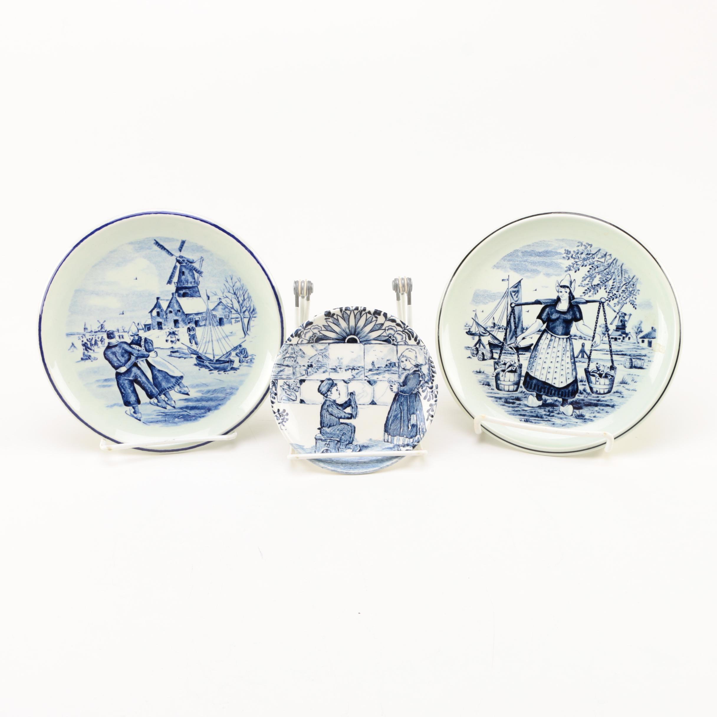Boch Delft Plates With Dutch Scenes