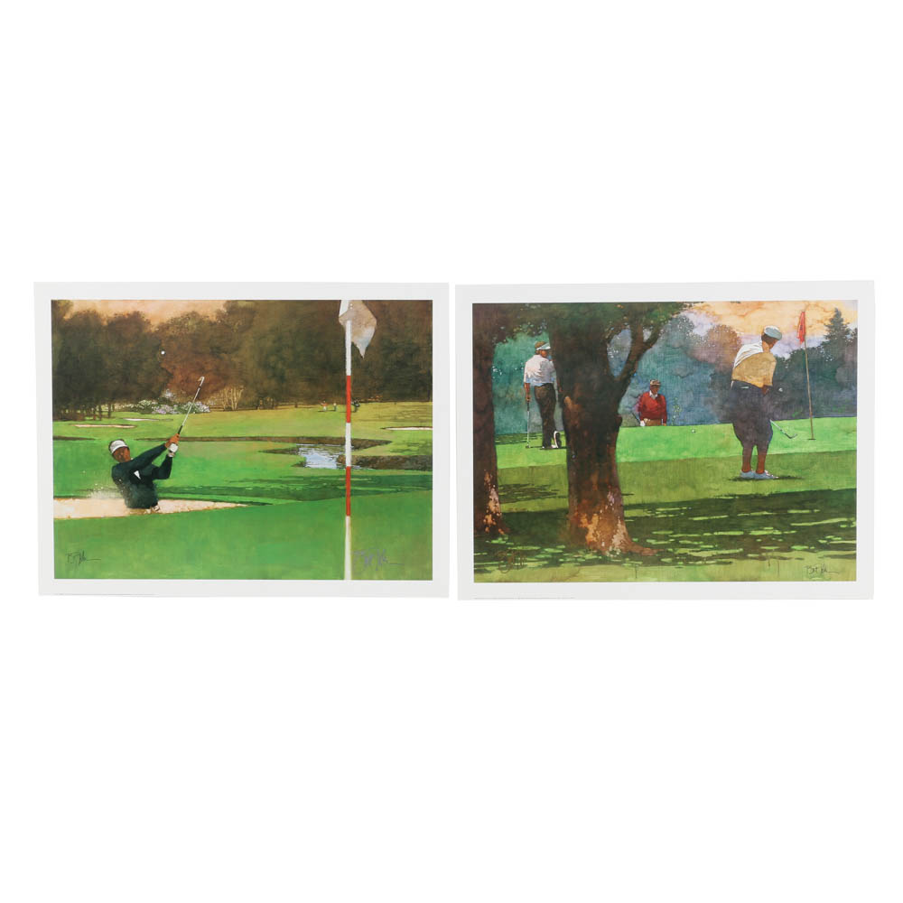 After Bart Forbes Pair of Signed Offset Lithographs on Paper