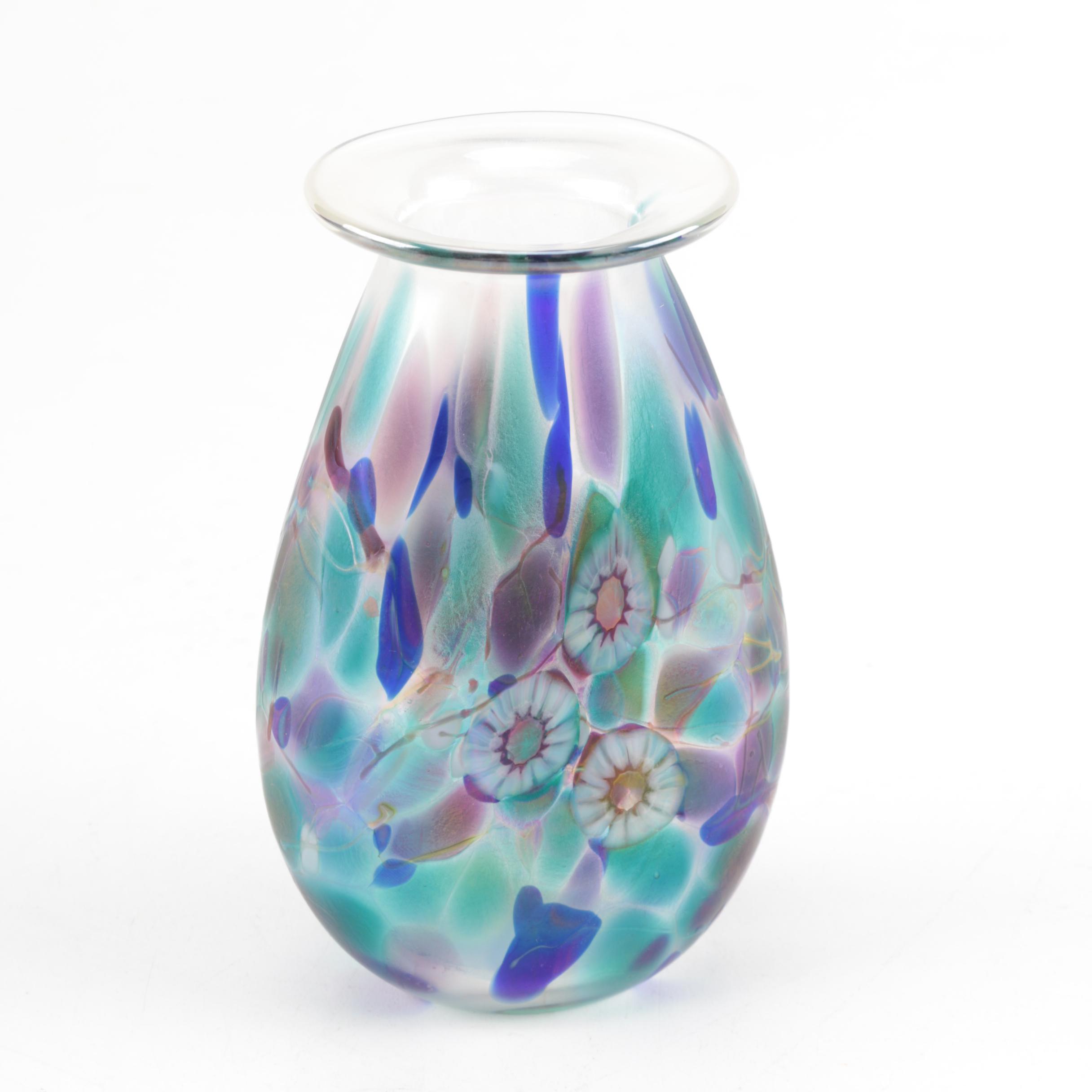 Millefiori Style Glass Bud Vase