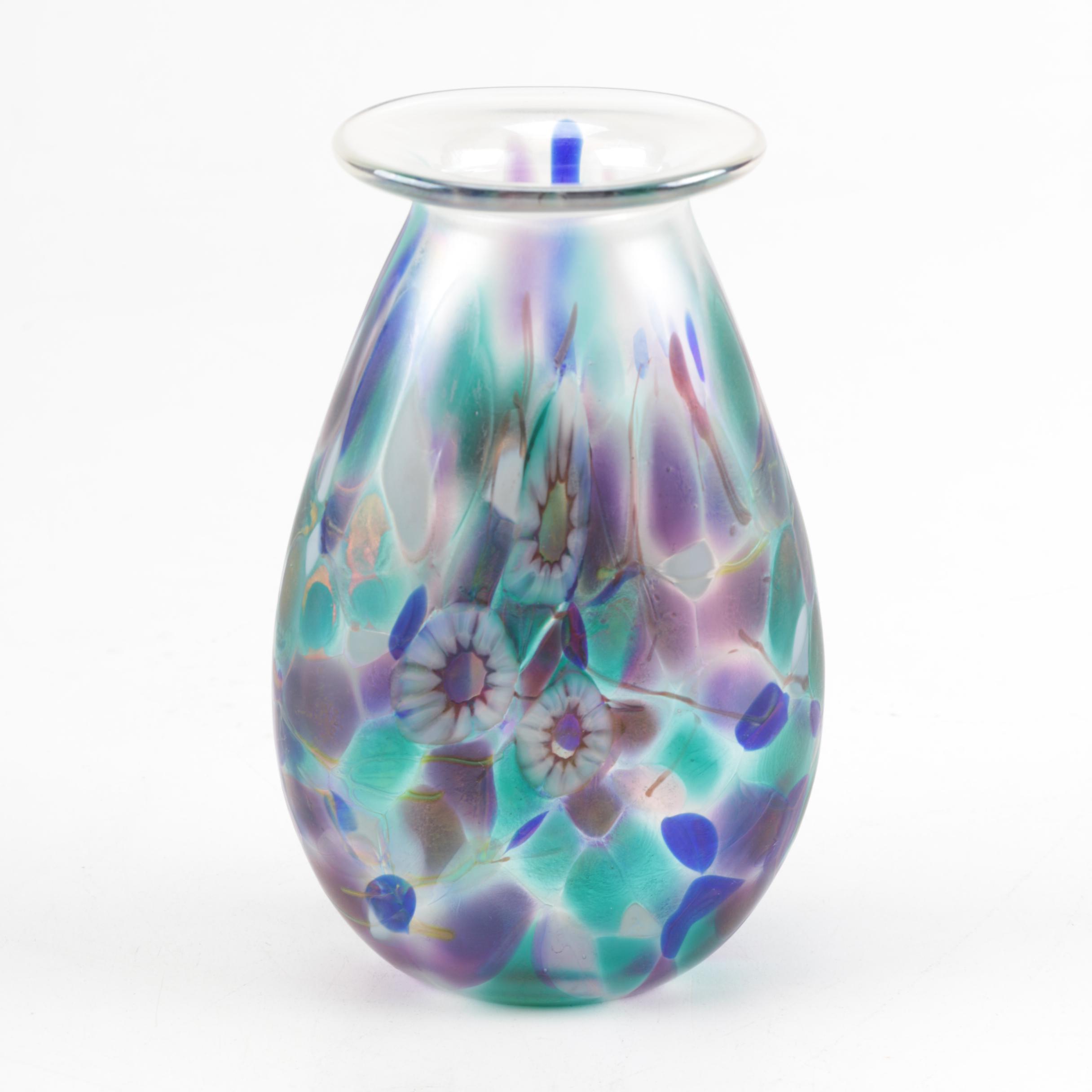 Millefiori Style Glass Bud Vase