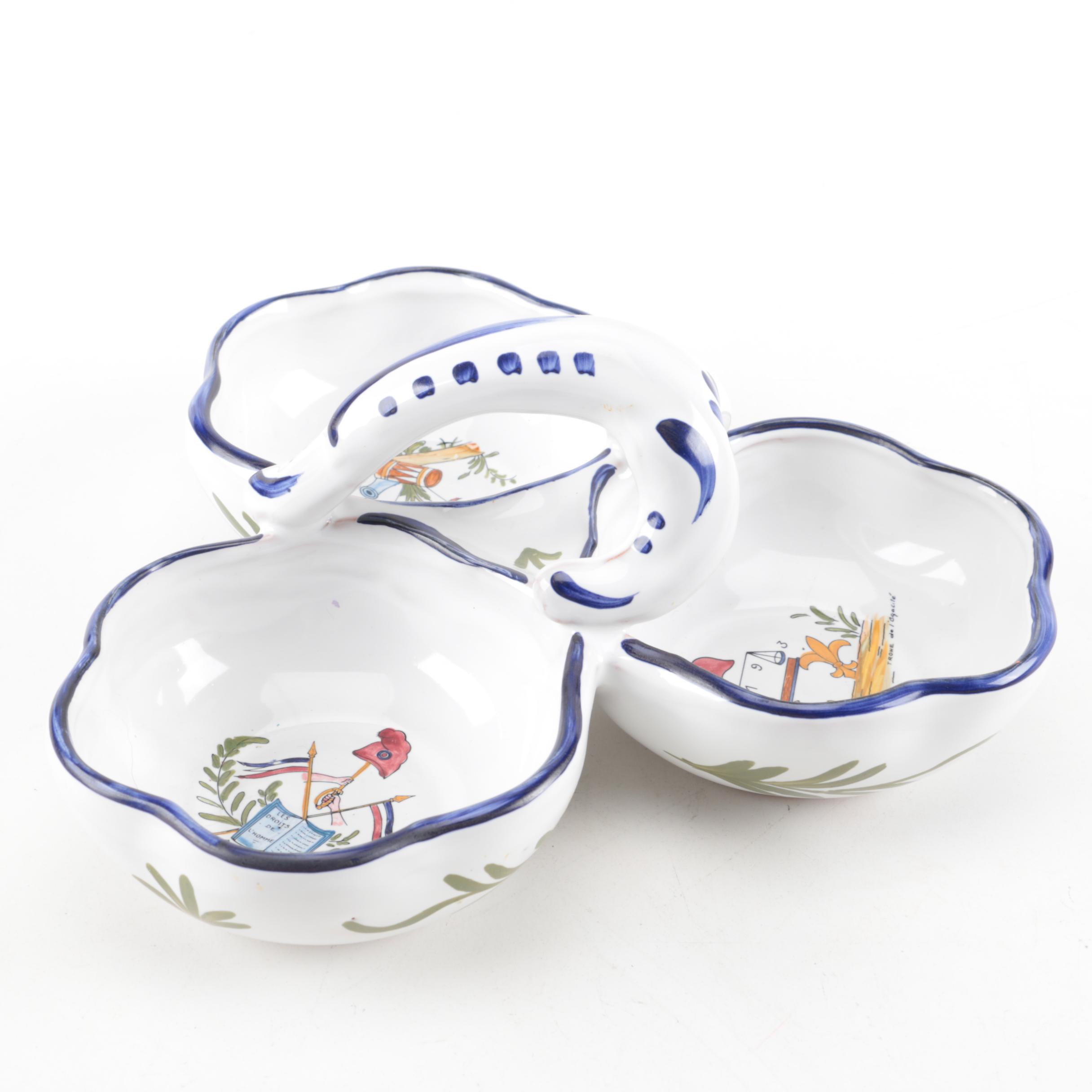 Le Renoleau Faiencerie Hand-Painted Condiment Server