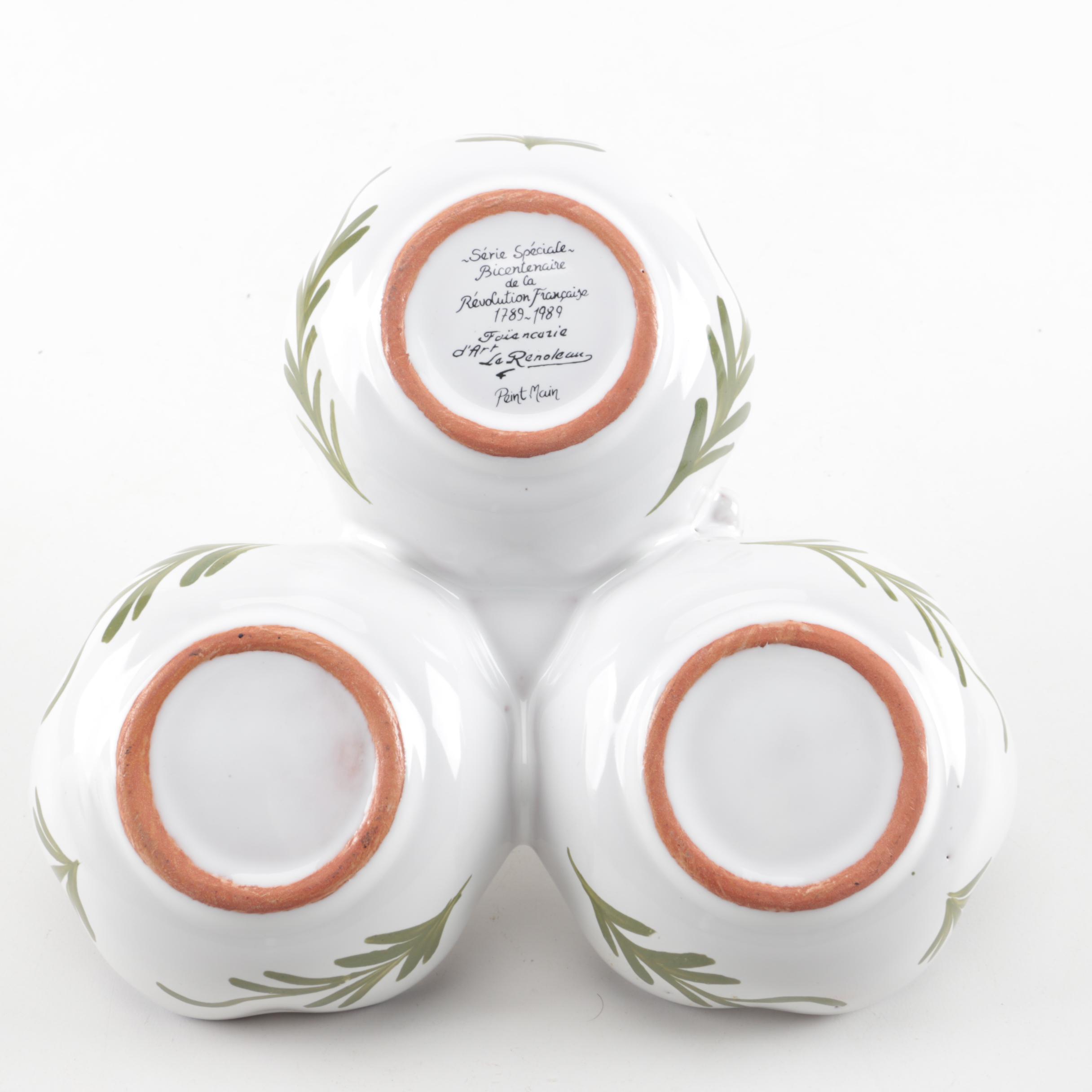 Le Renoleau Faiencerie Hand-Painted Condiment Server