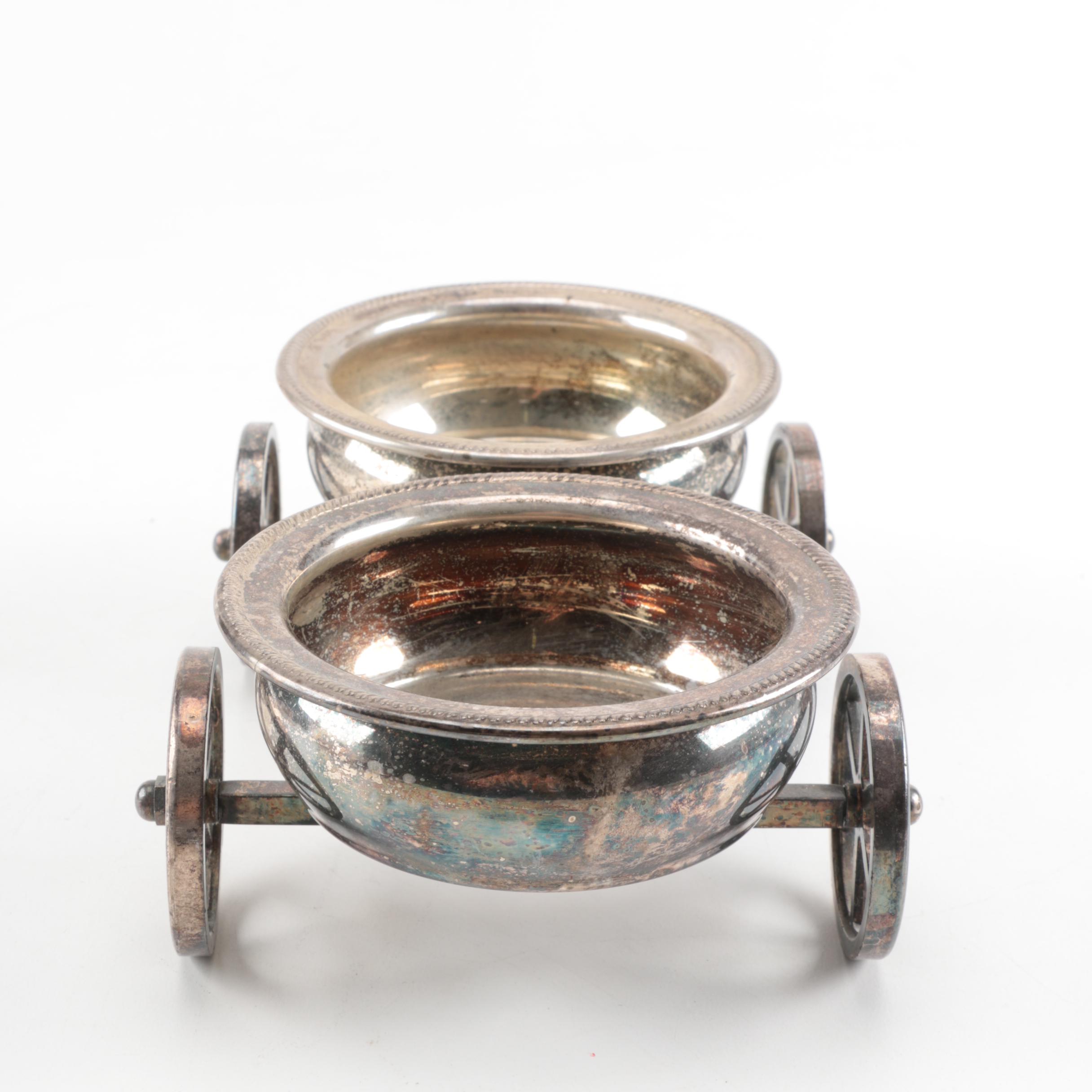 Silver Plate Wagon Shaped Condiment Caddy