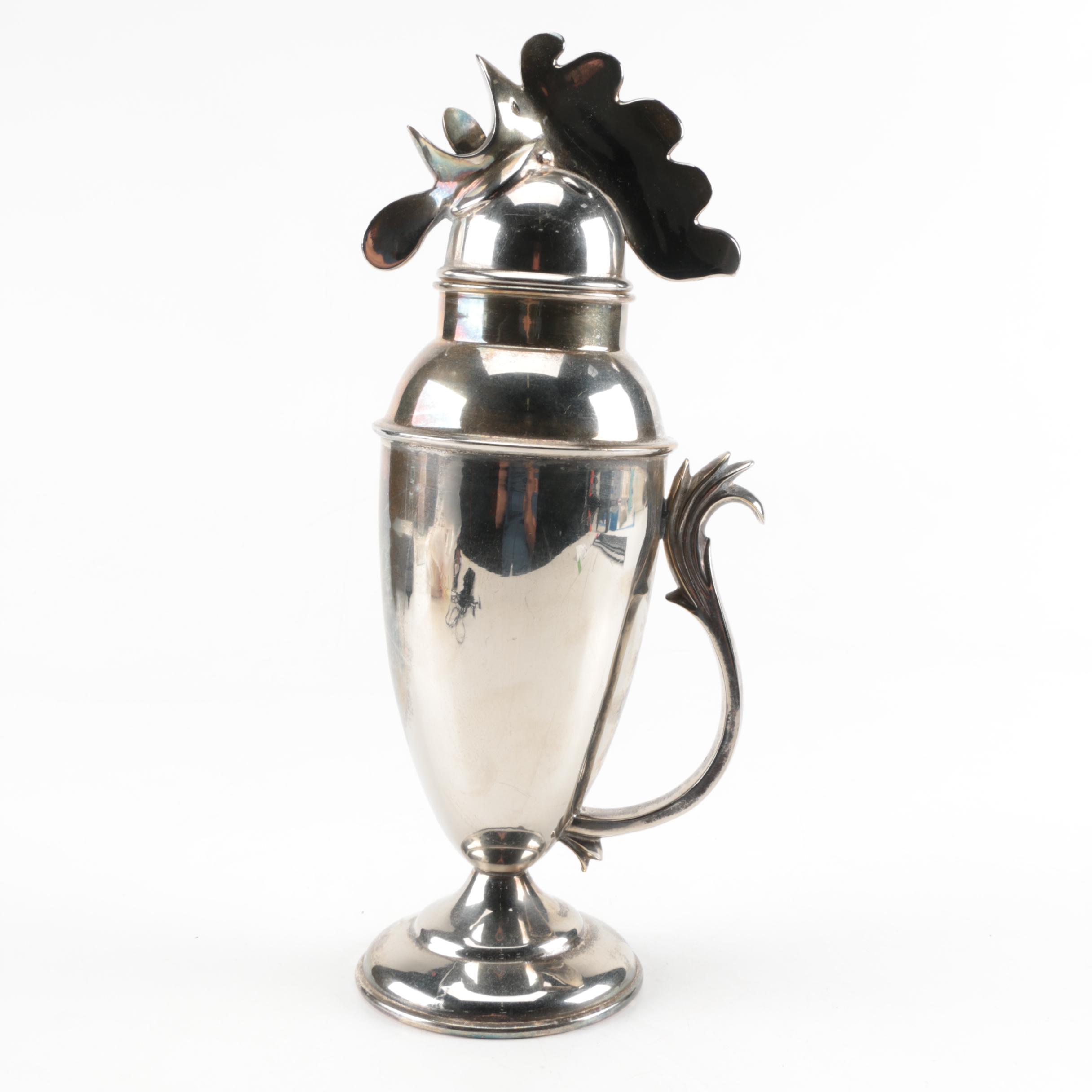 Rooster Silver Plate Cocktail Shaker