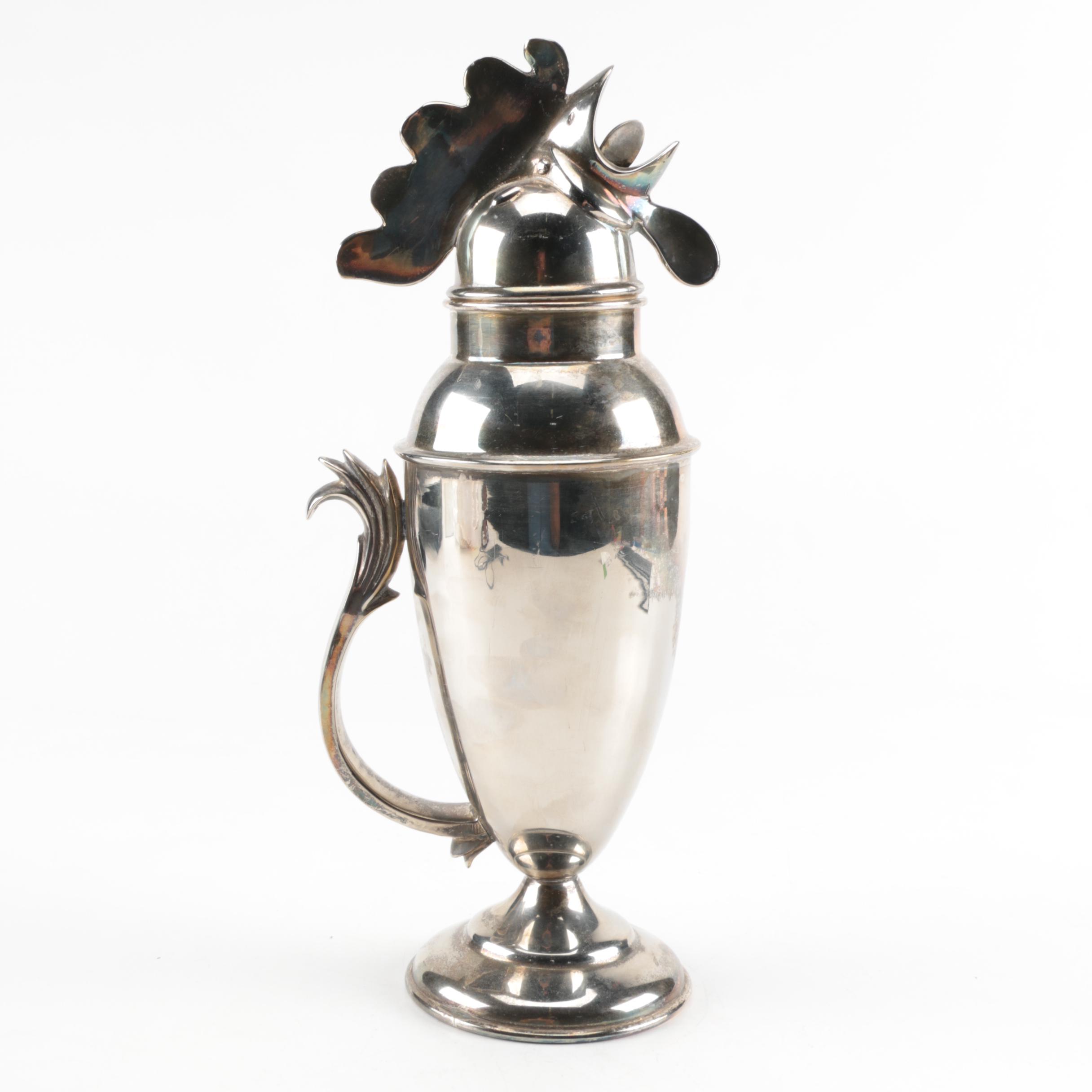 Rooster Silver Plate Cocktail Shaker