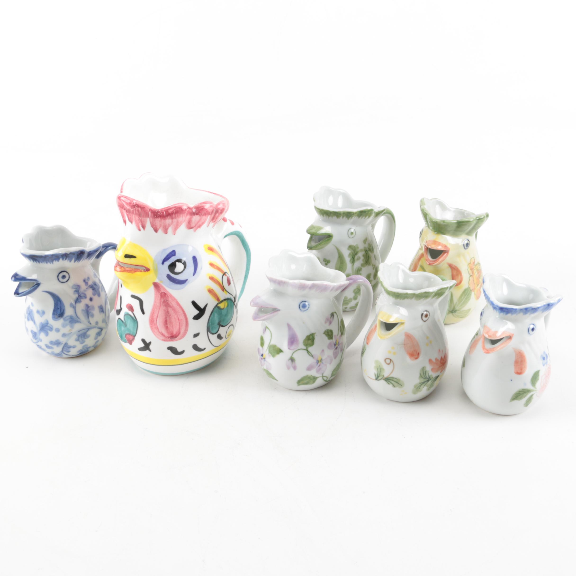 Collection of Italian Rooster Pitchers