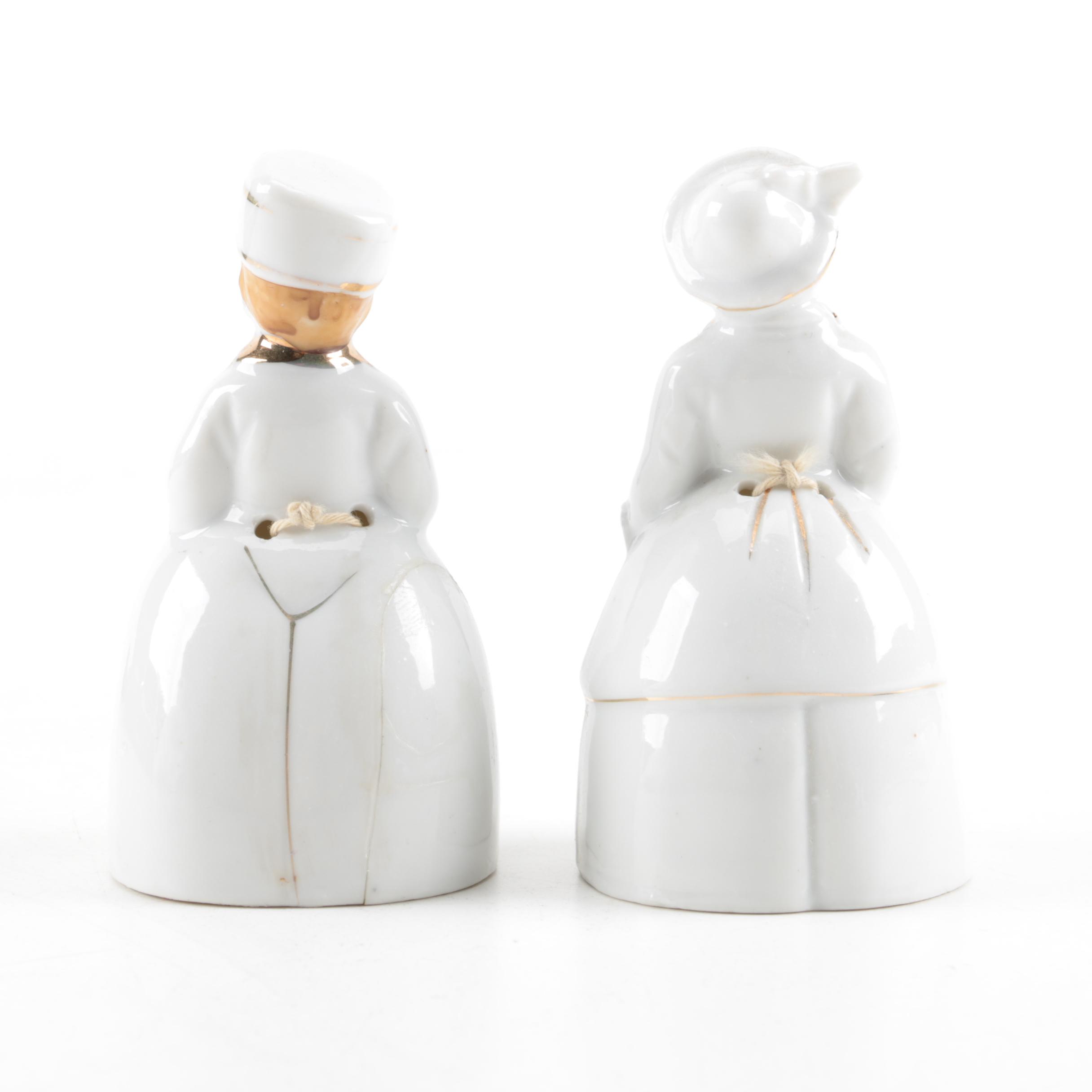 Vintage Man and Woman Shaped Ceramic Bells
