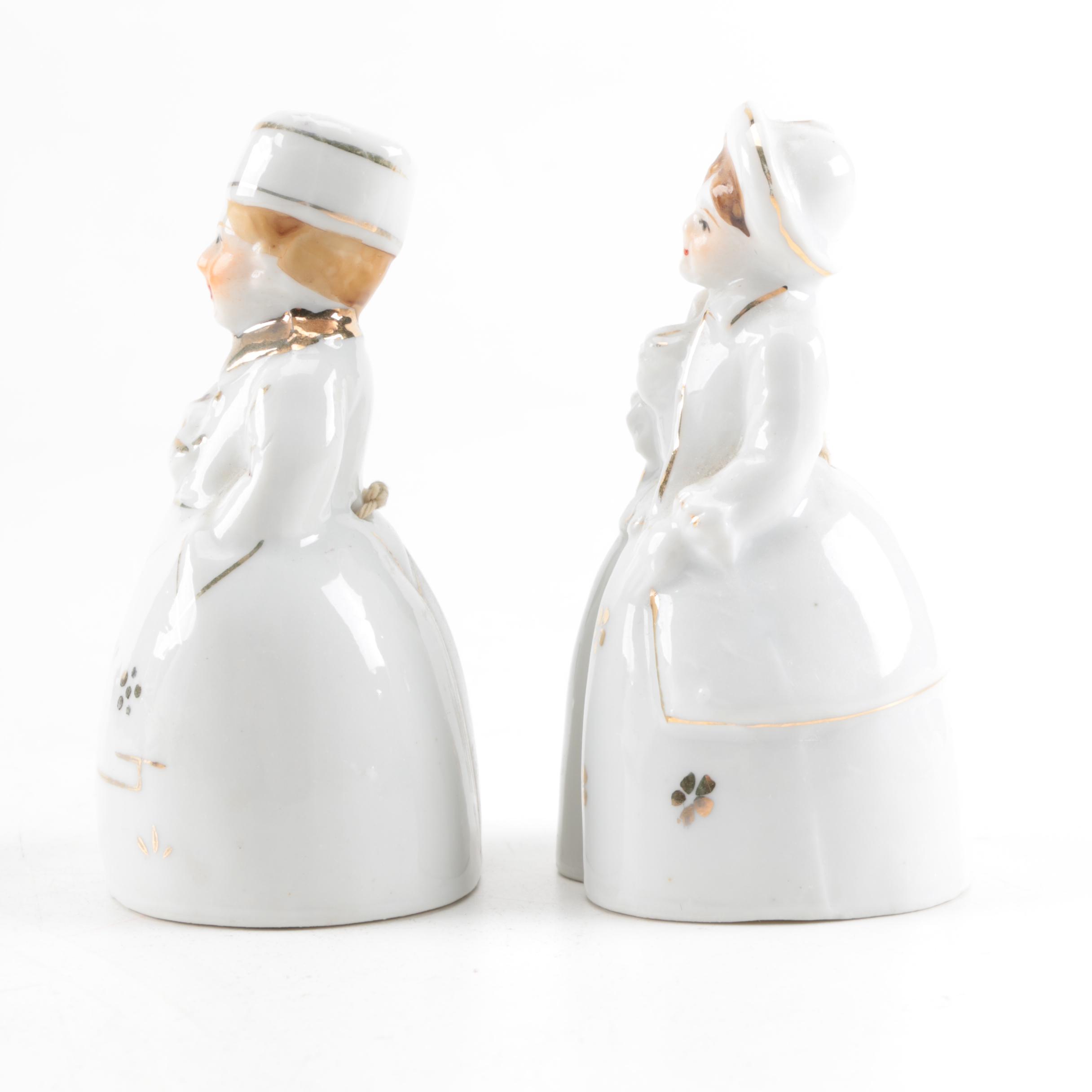 Vintage Man and Woman Shaped Ceramic Bells