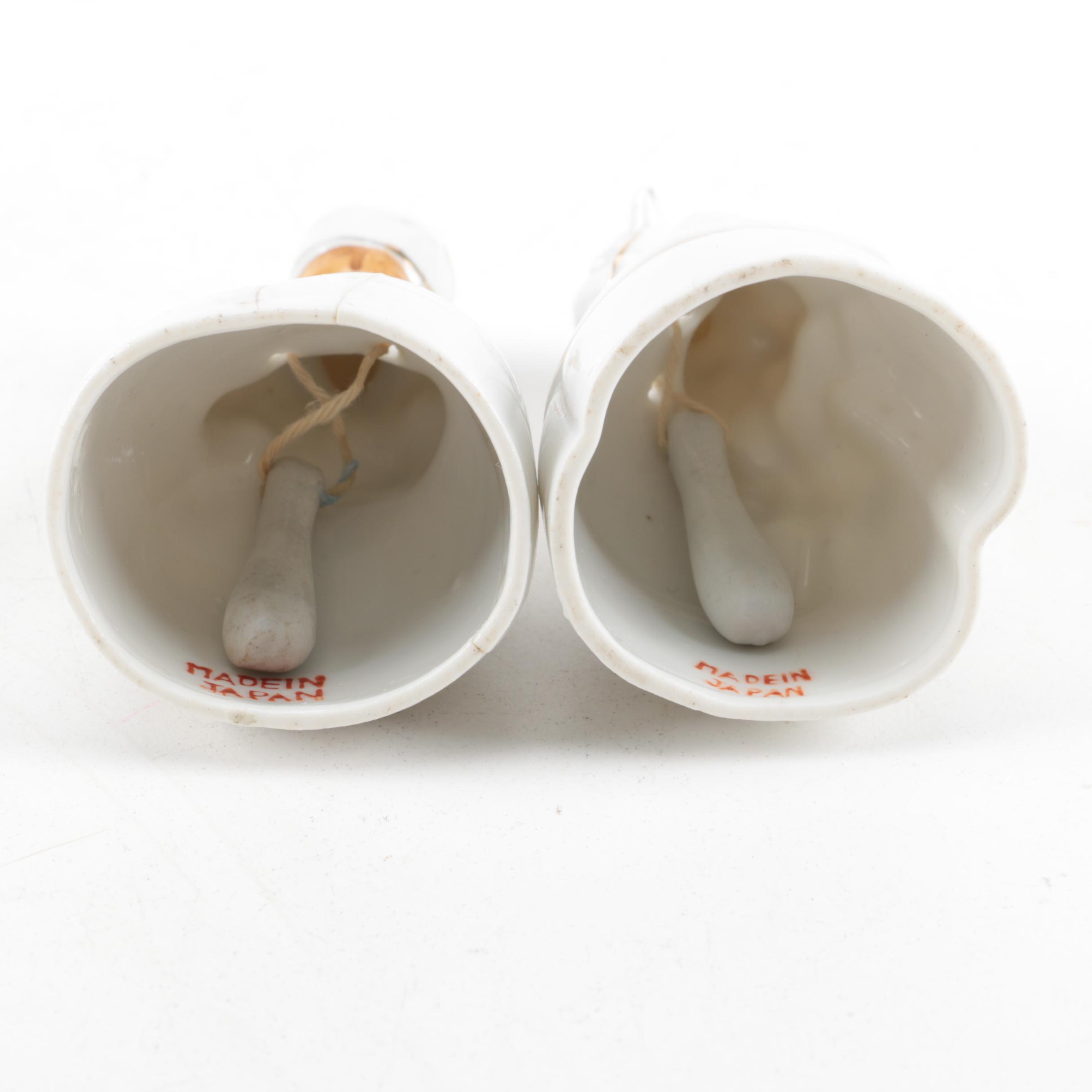 Vintage Man and Woman Shaped Ceramic Bells