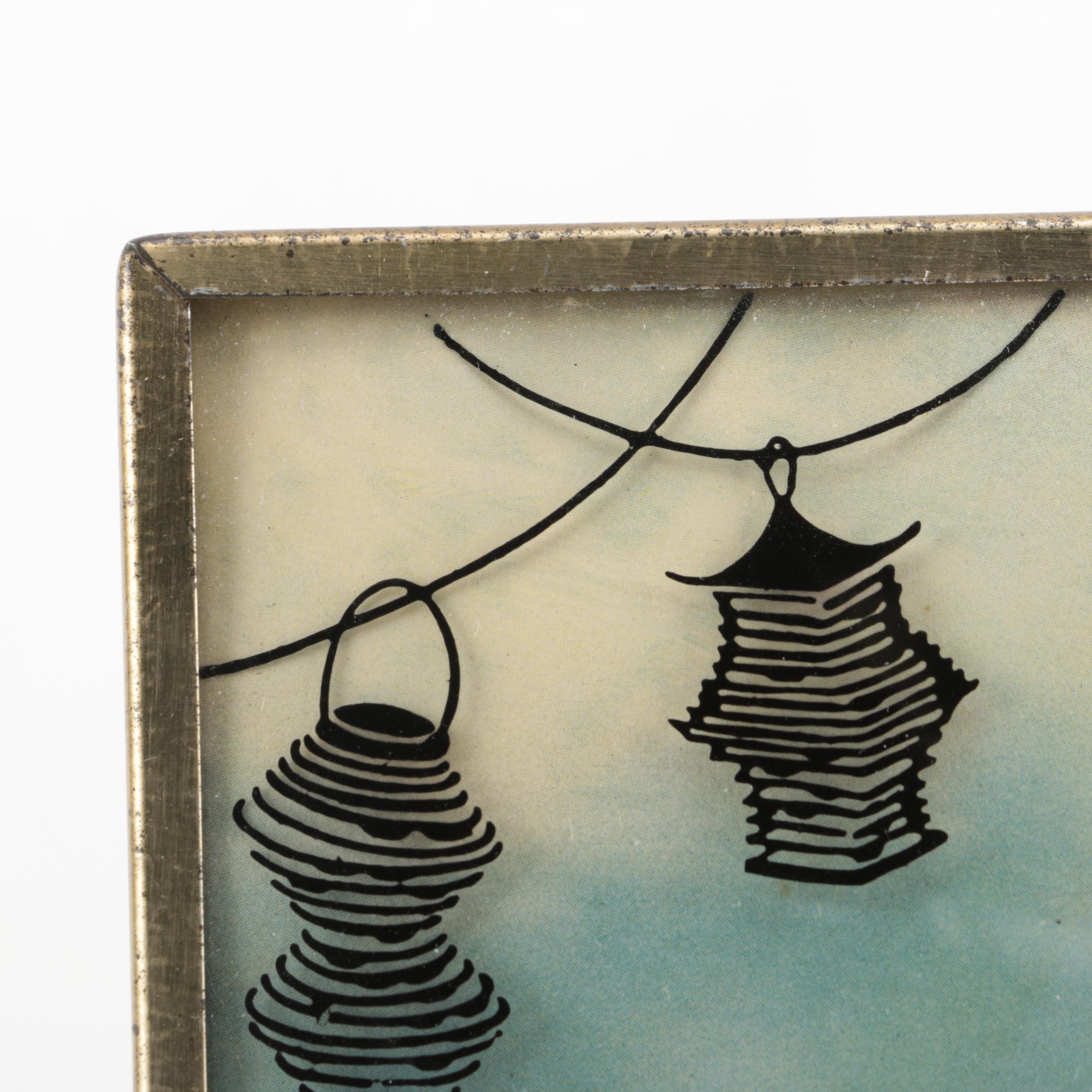 Pair of Bubble Glass Painted Harlequin Silhouettes