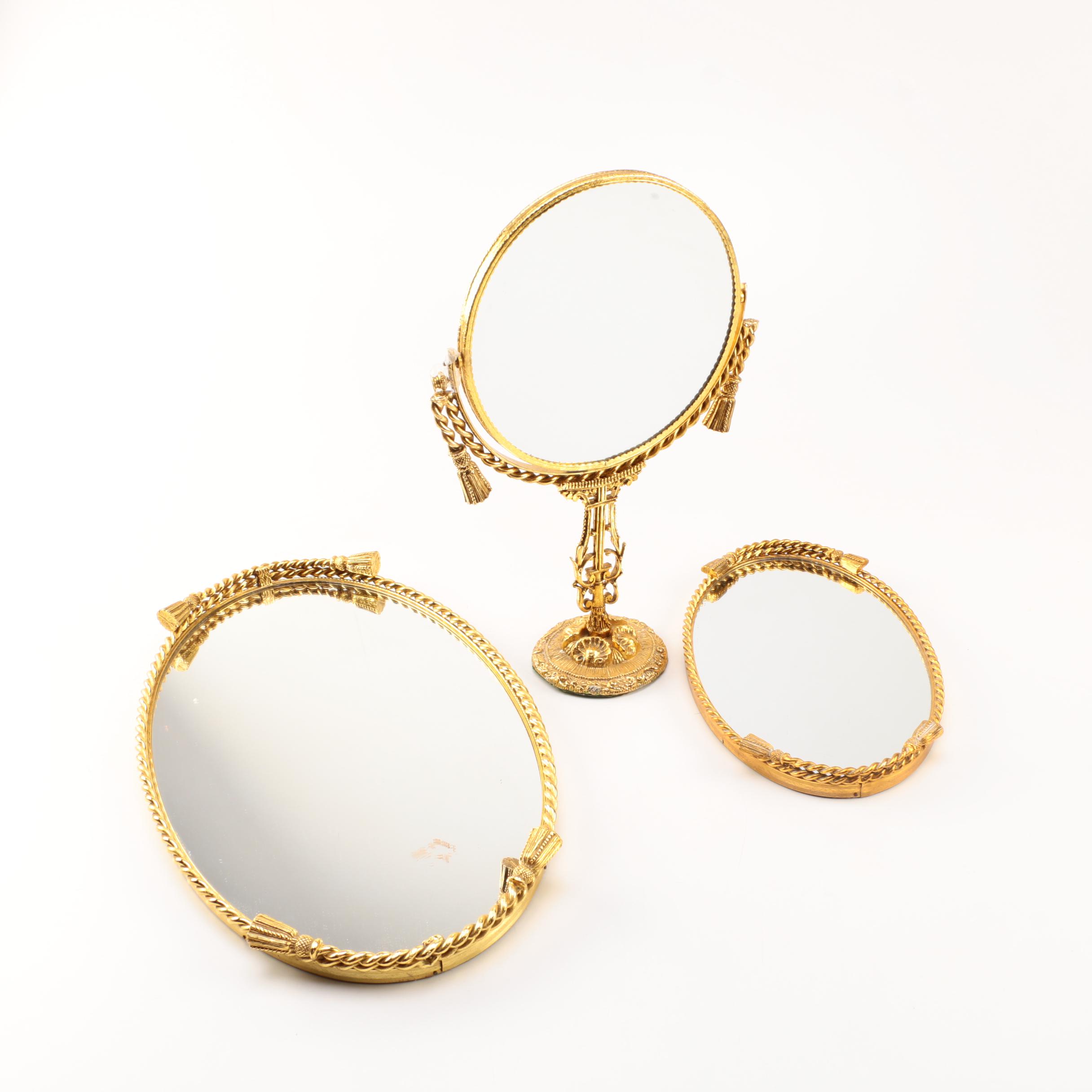 Gold Oval Mirror Trays