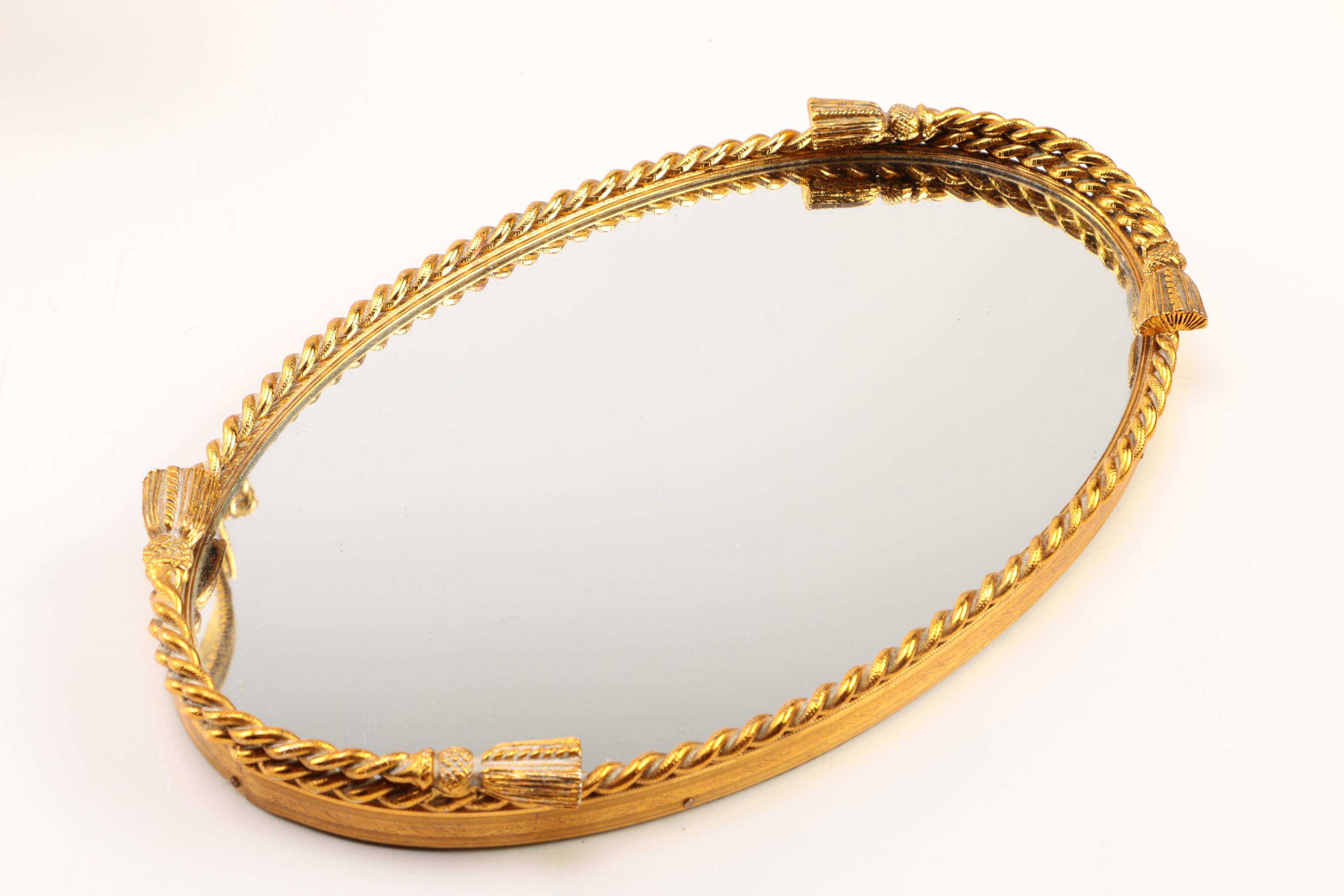 Gold Oval Mirror Trays