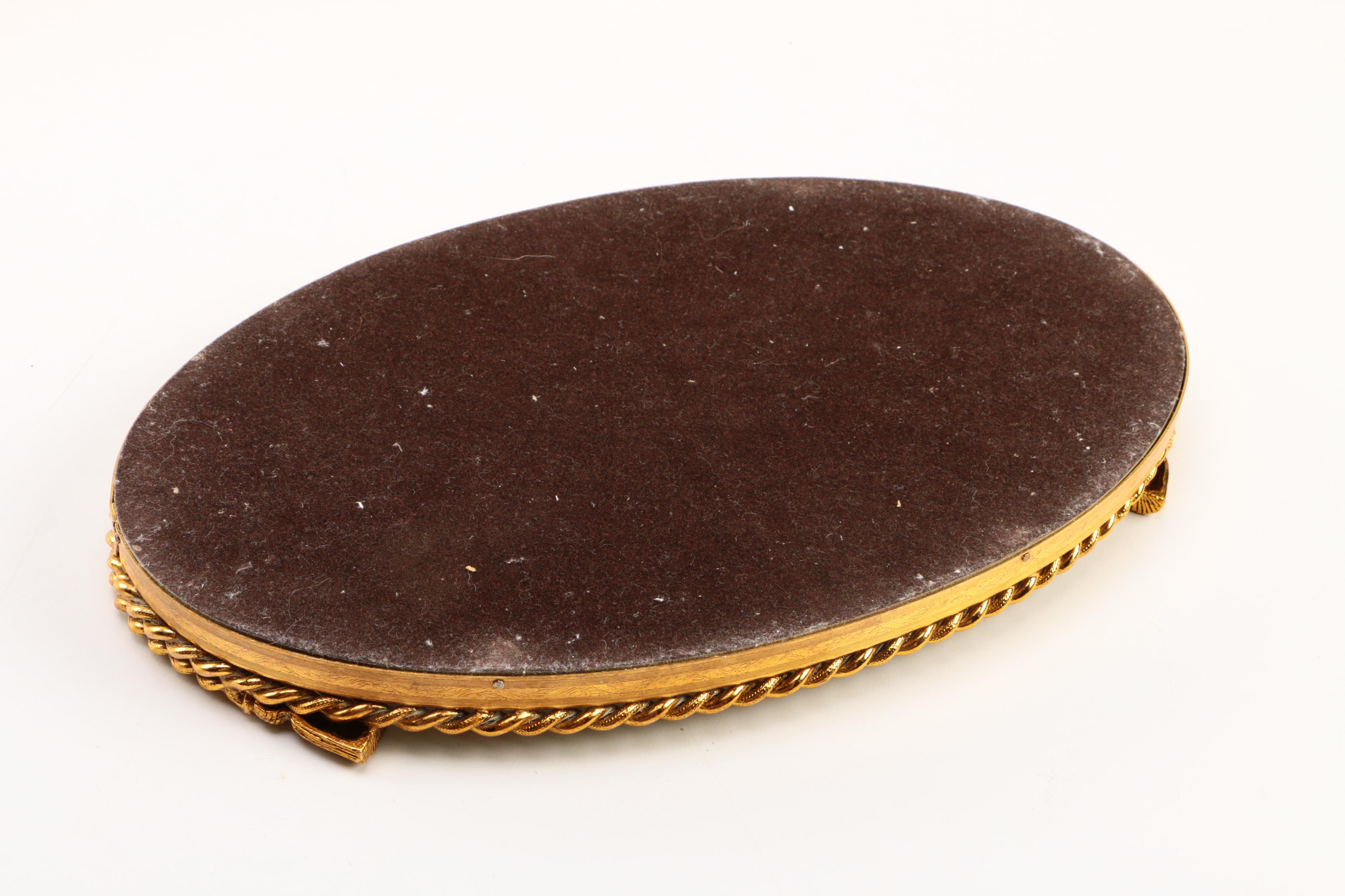 Gold Oval Mirror Trays