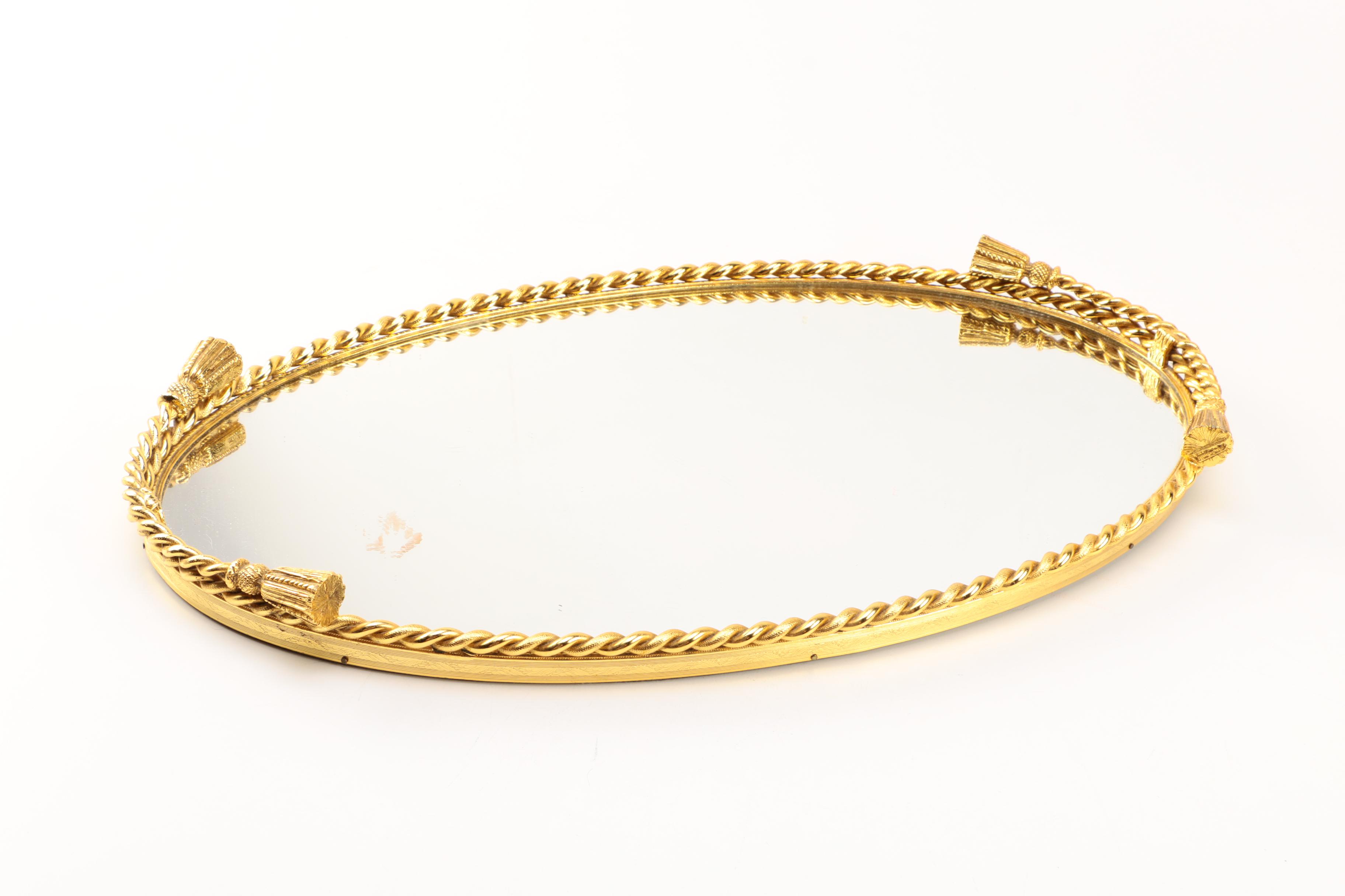 Gold Oval Mirror Trays