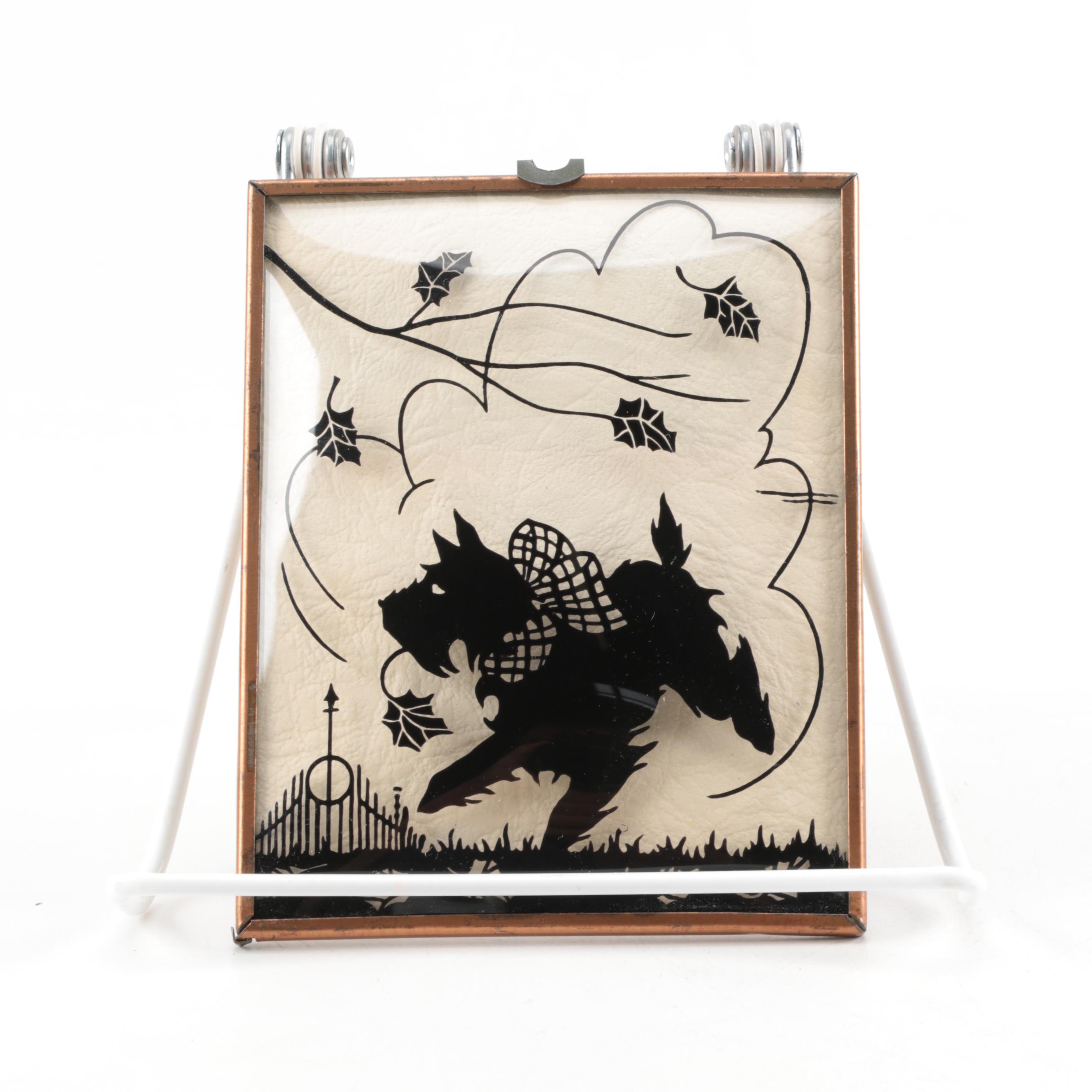 Reverse Paintings on Convex Glass of Scottish Terrier Silhouettes