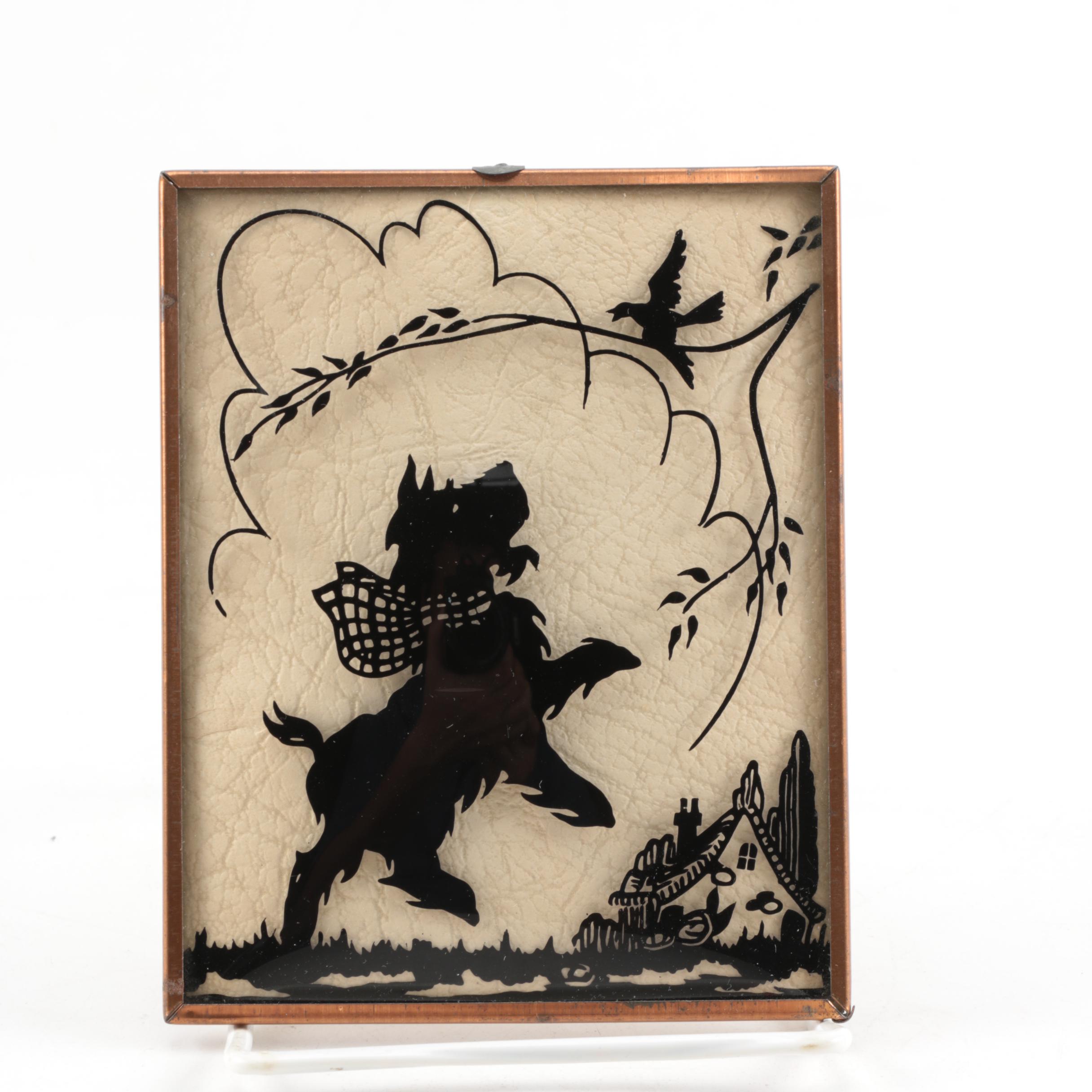 Reverse Paintings on Convex Glass of Scottish Terrier Silhouettes