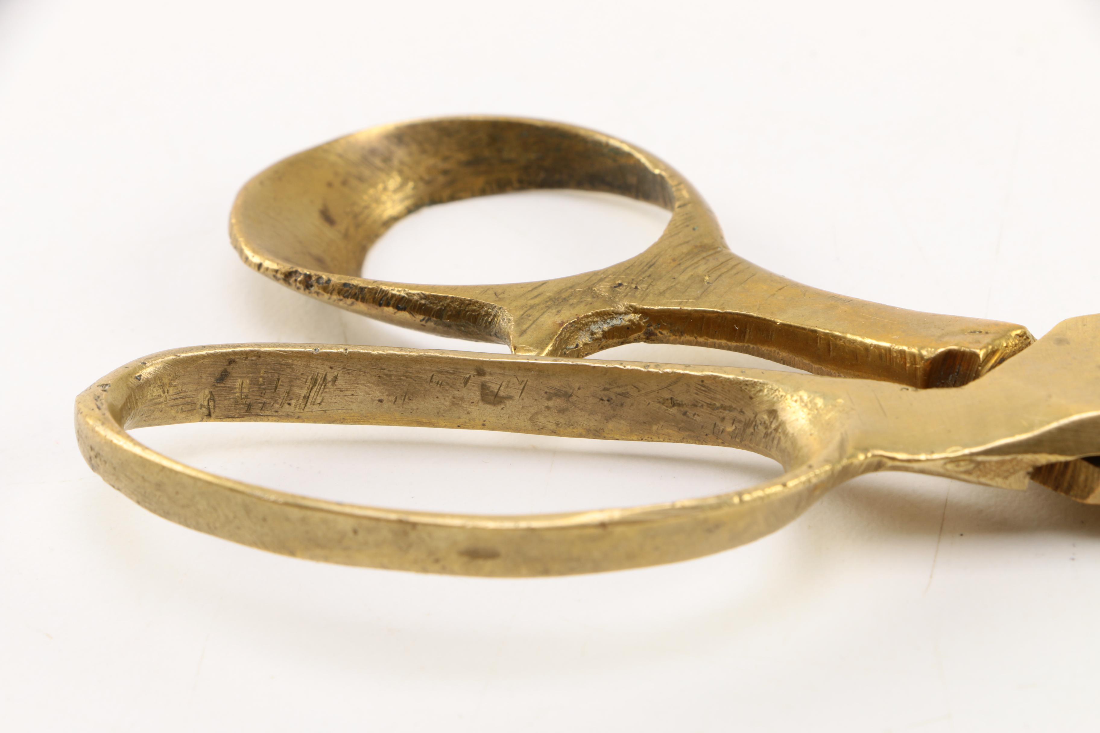 Two Pairs of Vintage Brass Handle Craft Scissors