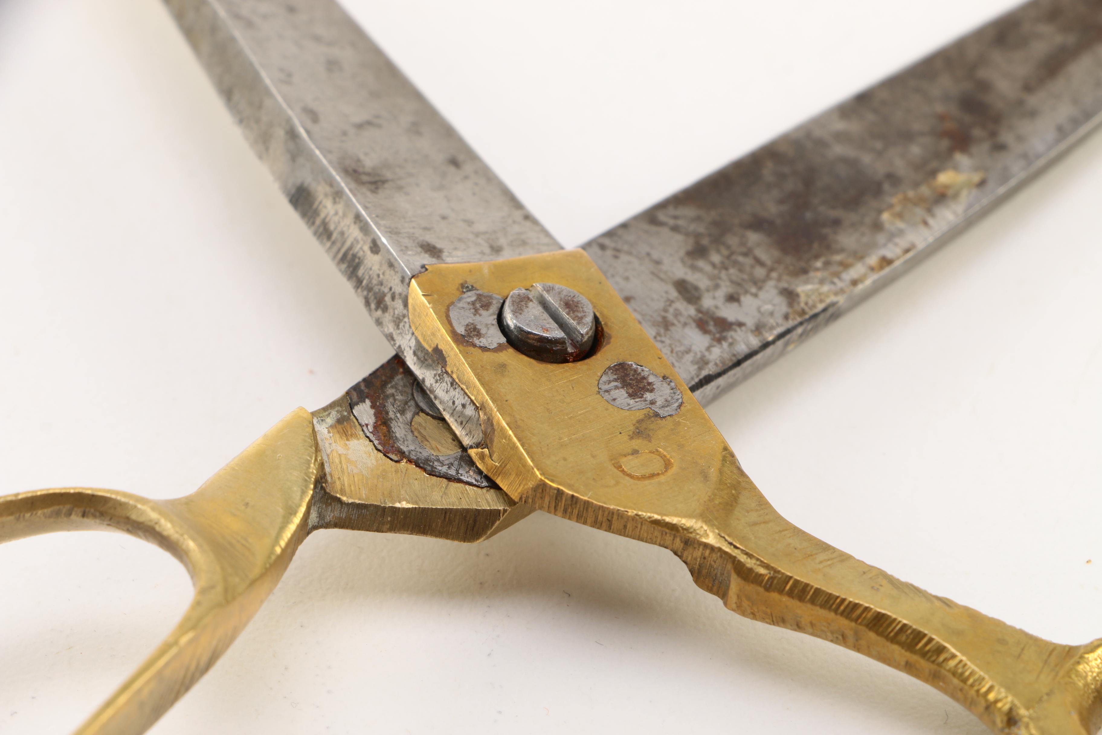 Two Pairs of Vintage Brass Handle Craft Scissors