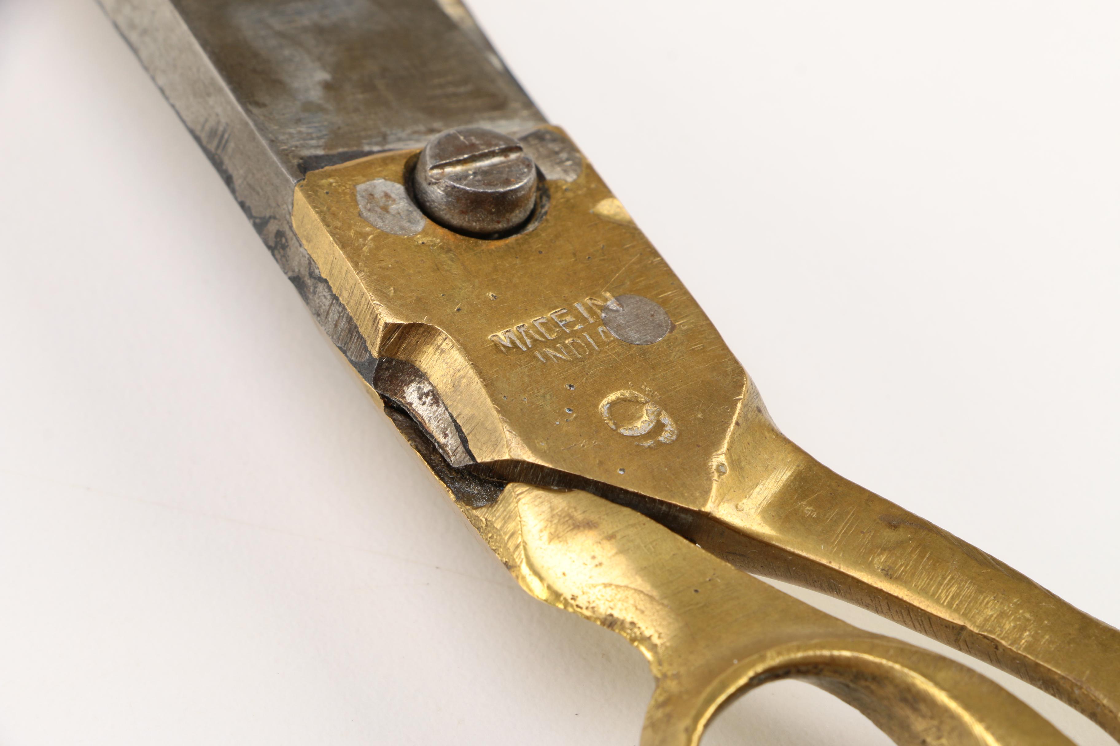 Two Pairs of Vintage Brass Handle Craft Scissors