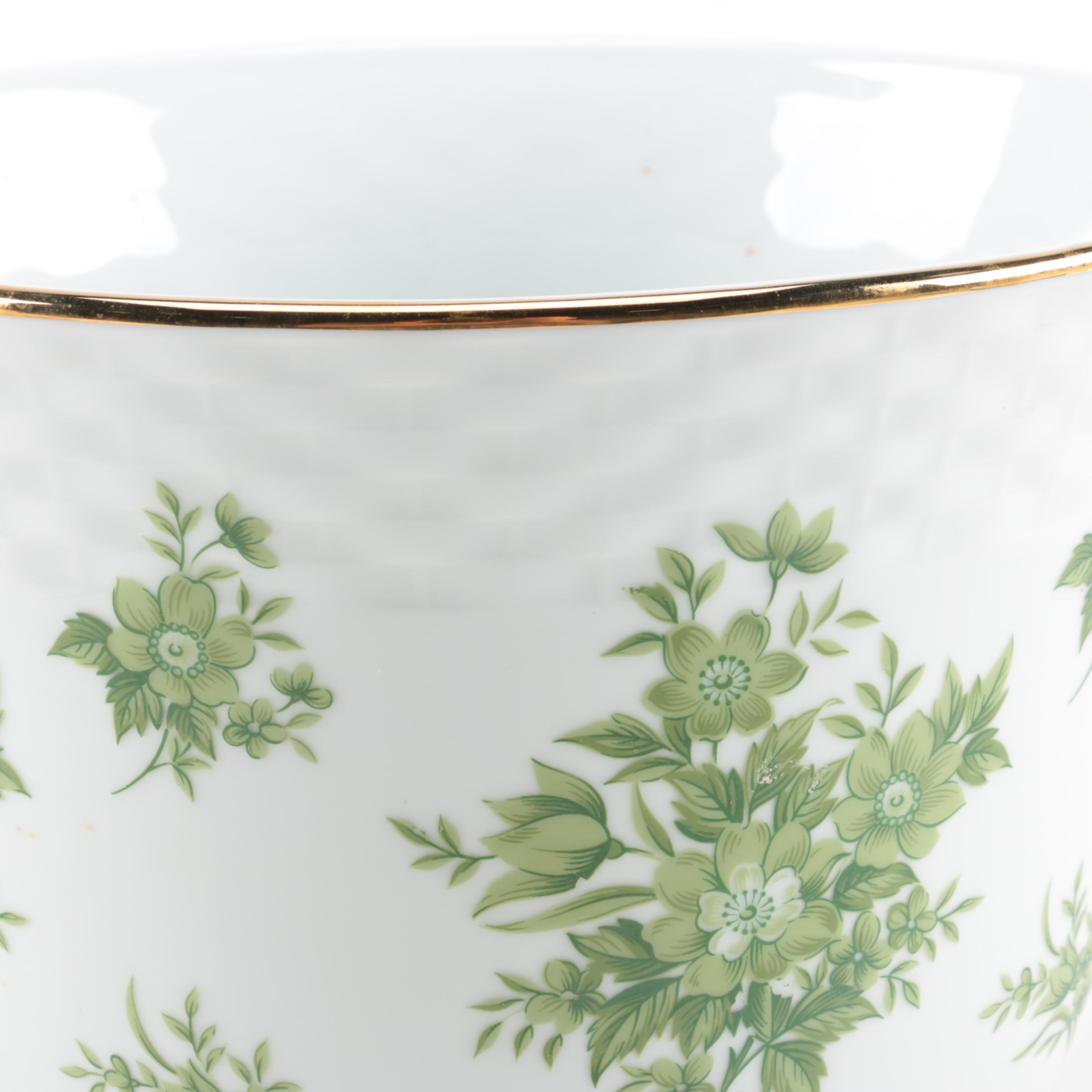 Nagoya Shokai Green Floral China Planter