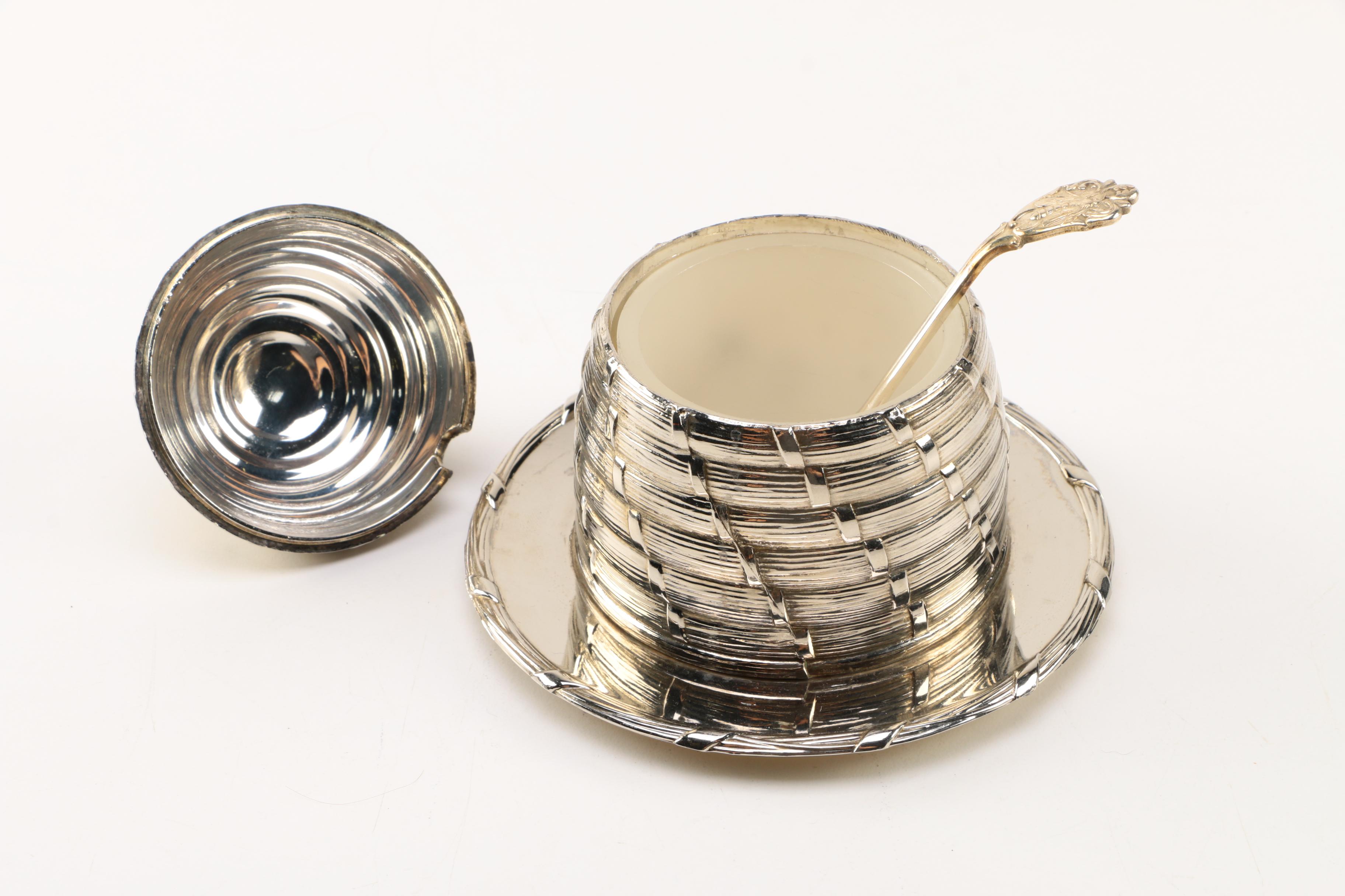 Corbell & Co. Silver Plate Beehive Honey Pot