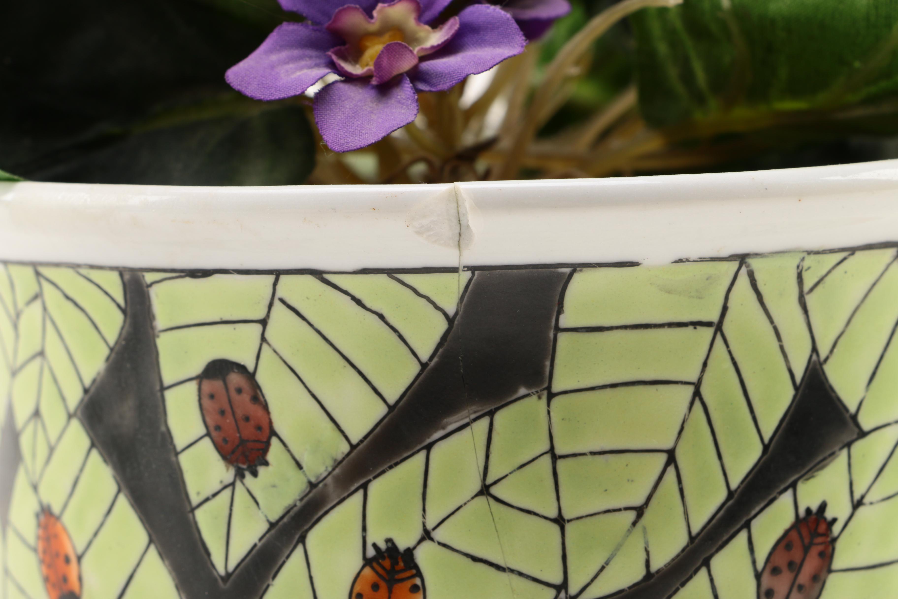 Collection of Faux Violets in Decorative Pots