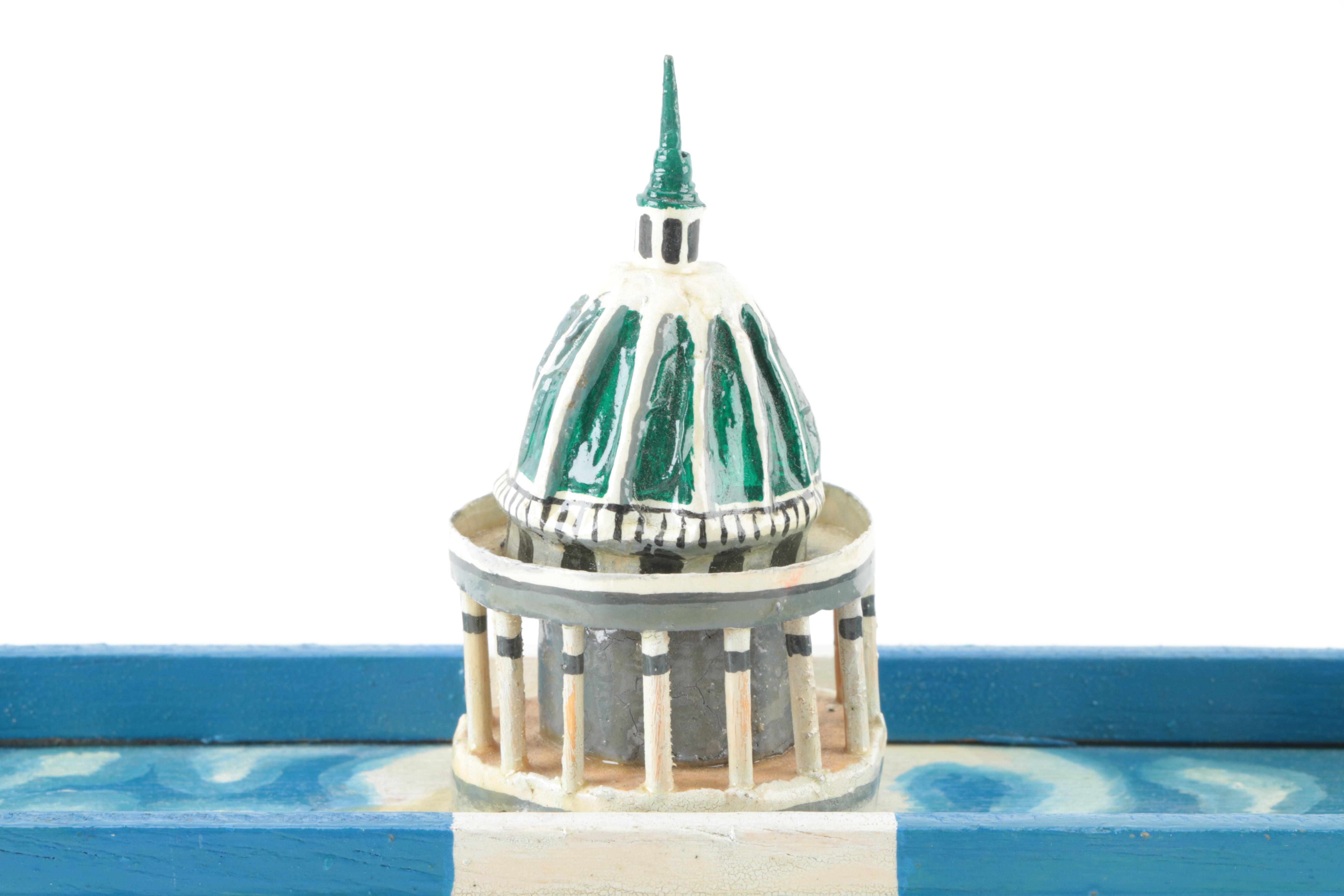 El Capitolio Pattern Wooden Dominoes Box with Dominoes