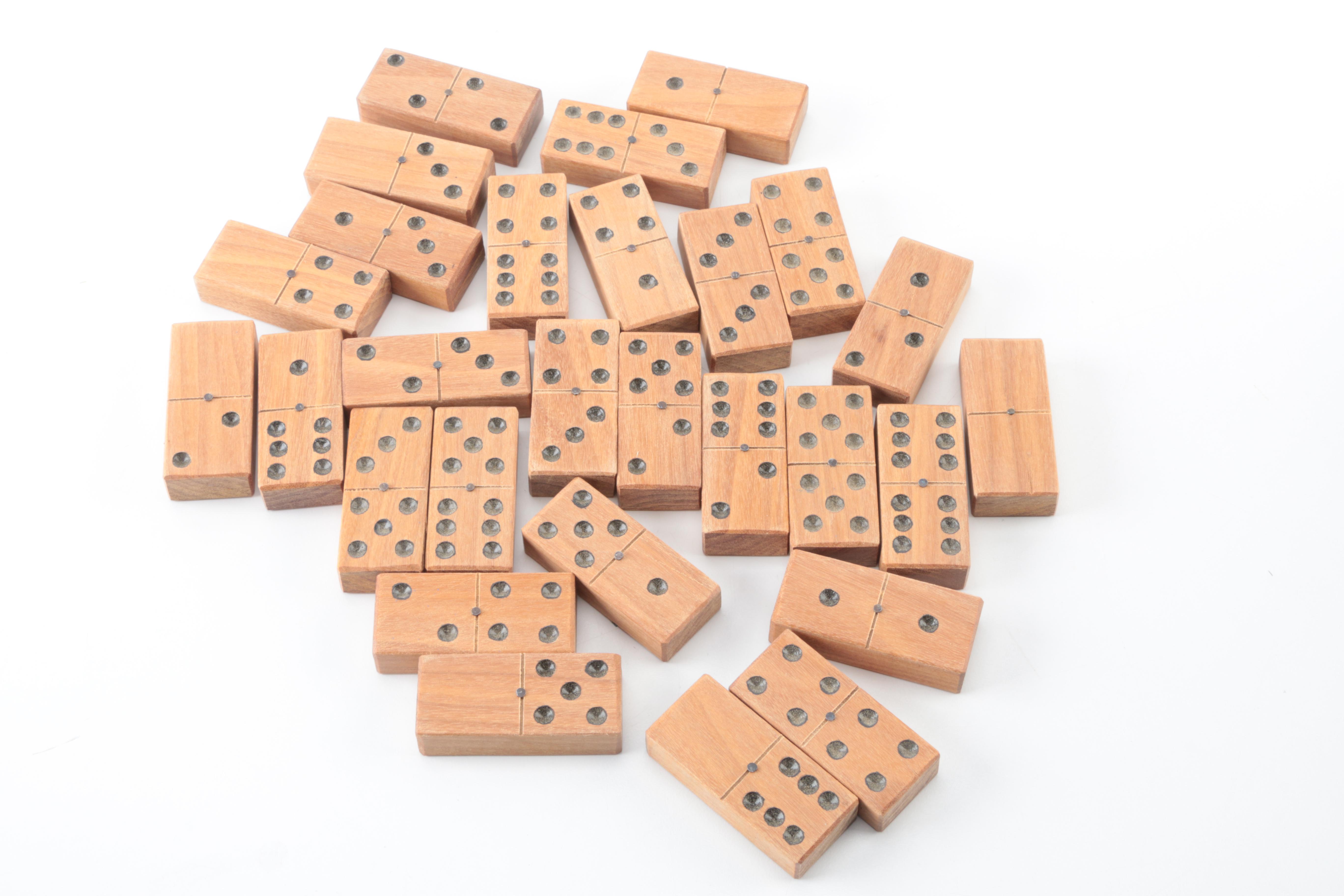 El Capitolio Pattern Wooden Dominoes Box with Dominoes