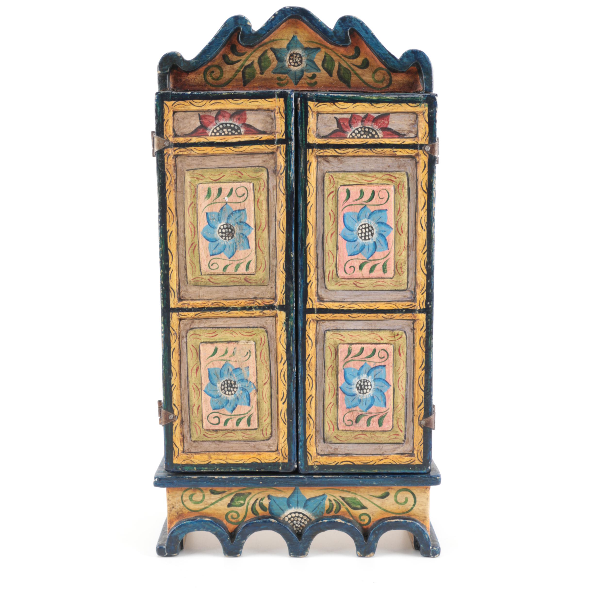 Nicario Jiminez Carved Wood Santos en Nicho With Narrative Figurines