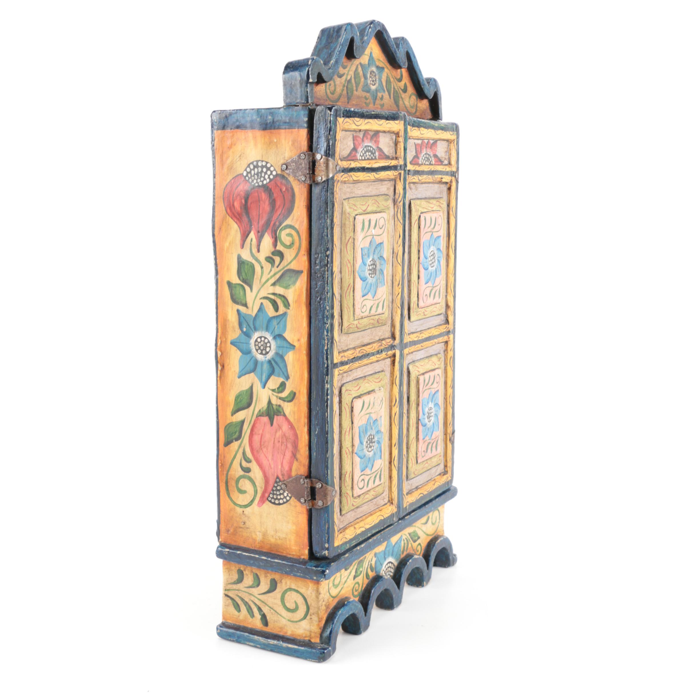 Nicario Jiminez Carved Wood Santos en Nicho With Narrative Figurines