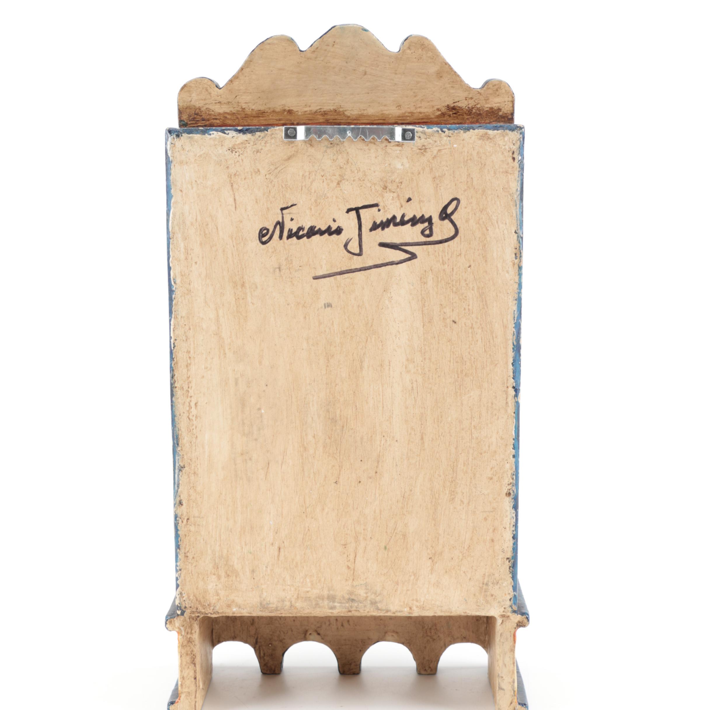 Nicario Jiminez Carved Wood Santos en Nicho With Narrative Figurines