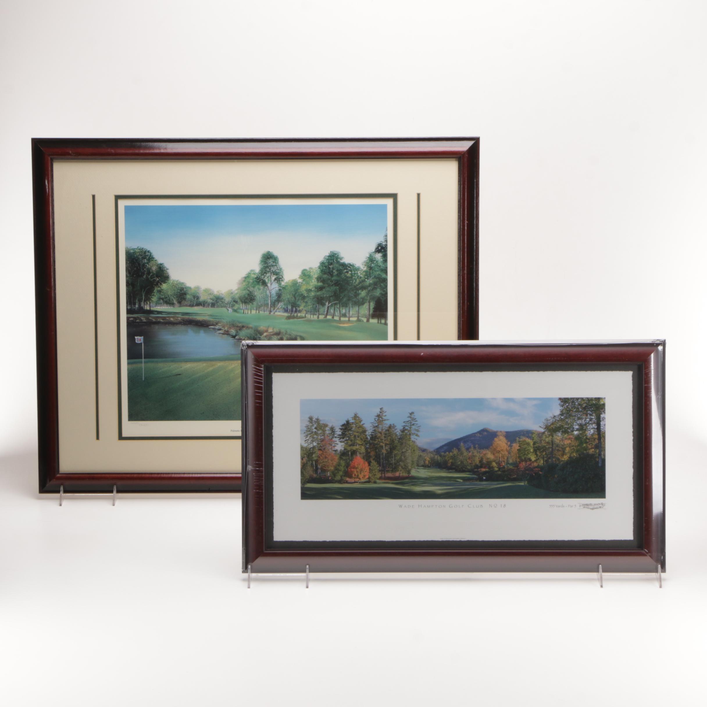 Golf Themed Prints Including Limited Edition Offset Lithograph After Bill Pendergrass