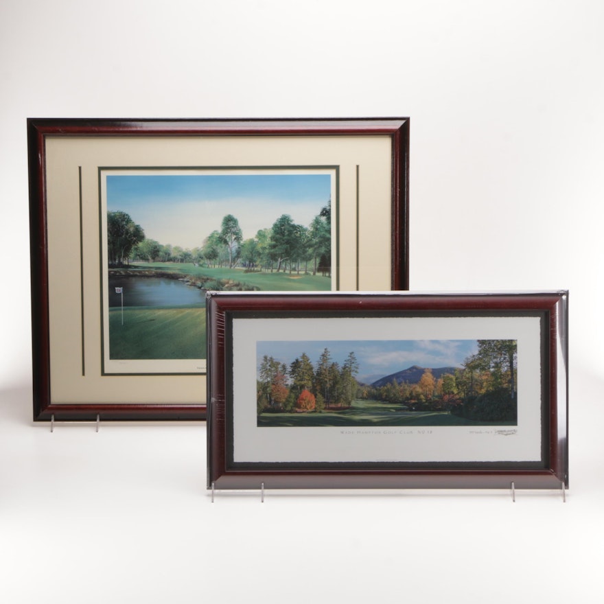 Golf Themed Prints Including Limited Edition Offset Lithograph After Bill Pendergrass