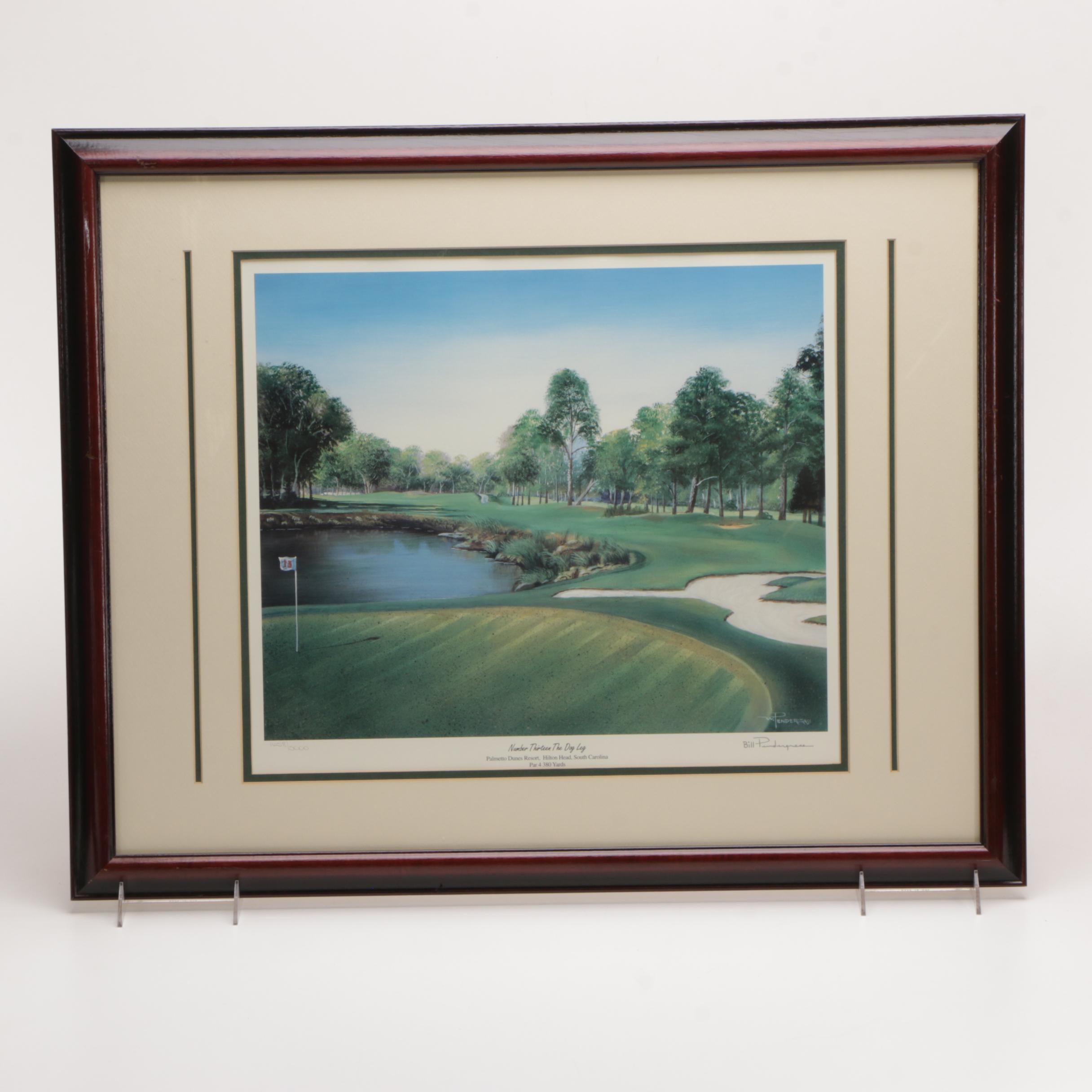 Golf Themed Prints Including Limited Edition Offset Lithograph After Bill Pendergrass