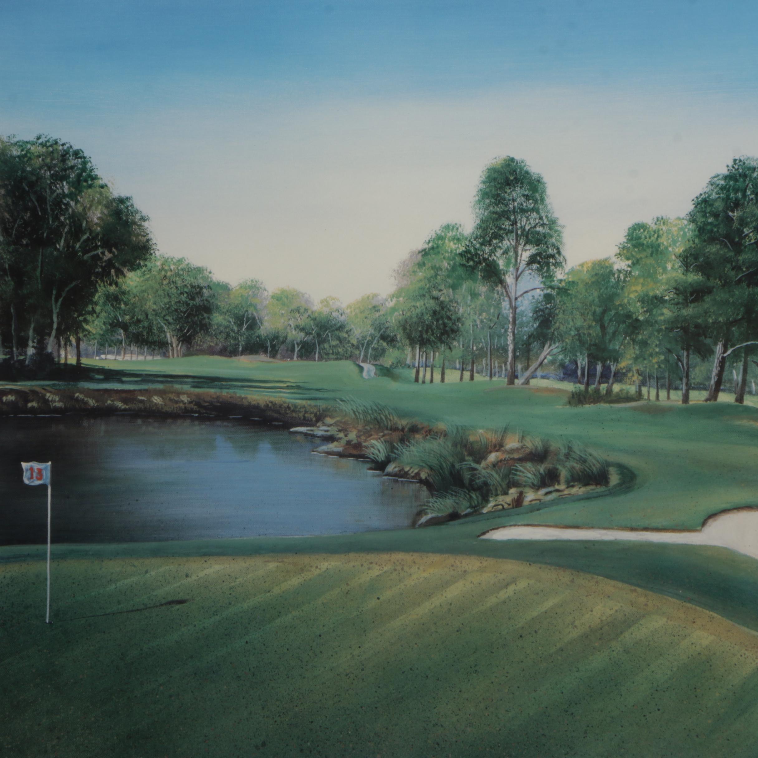 Golf Themed Prints Including Limited Edition Offset Lithograph After Bill Pendergrass