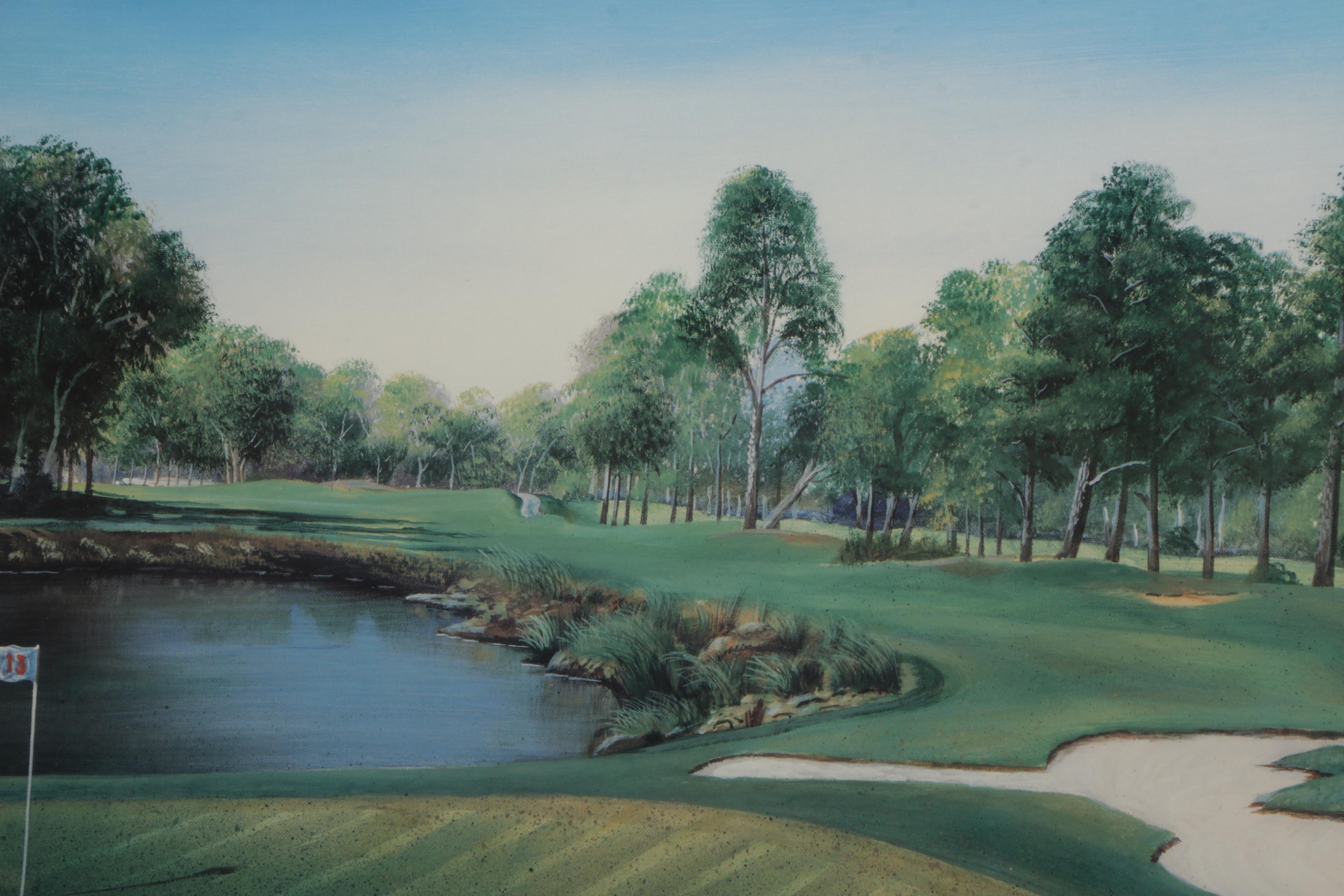 Golf Themed Prints Including Limited Edition Offset Lithograph After Bill Pendergrass